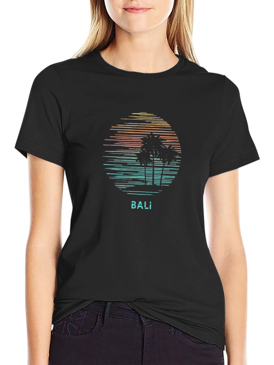 Bali Graphic Tee - Retro Palm Tree Sunset Shirt