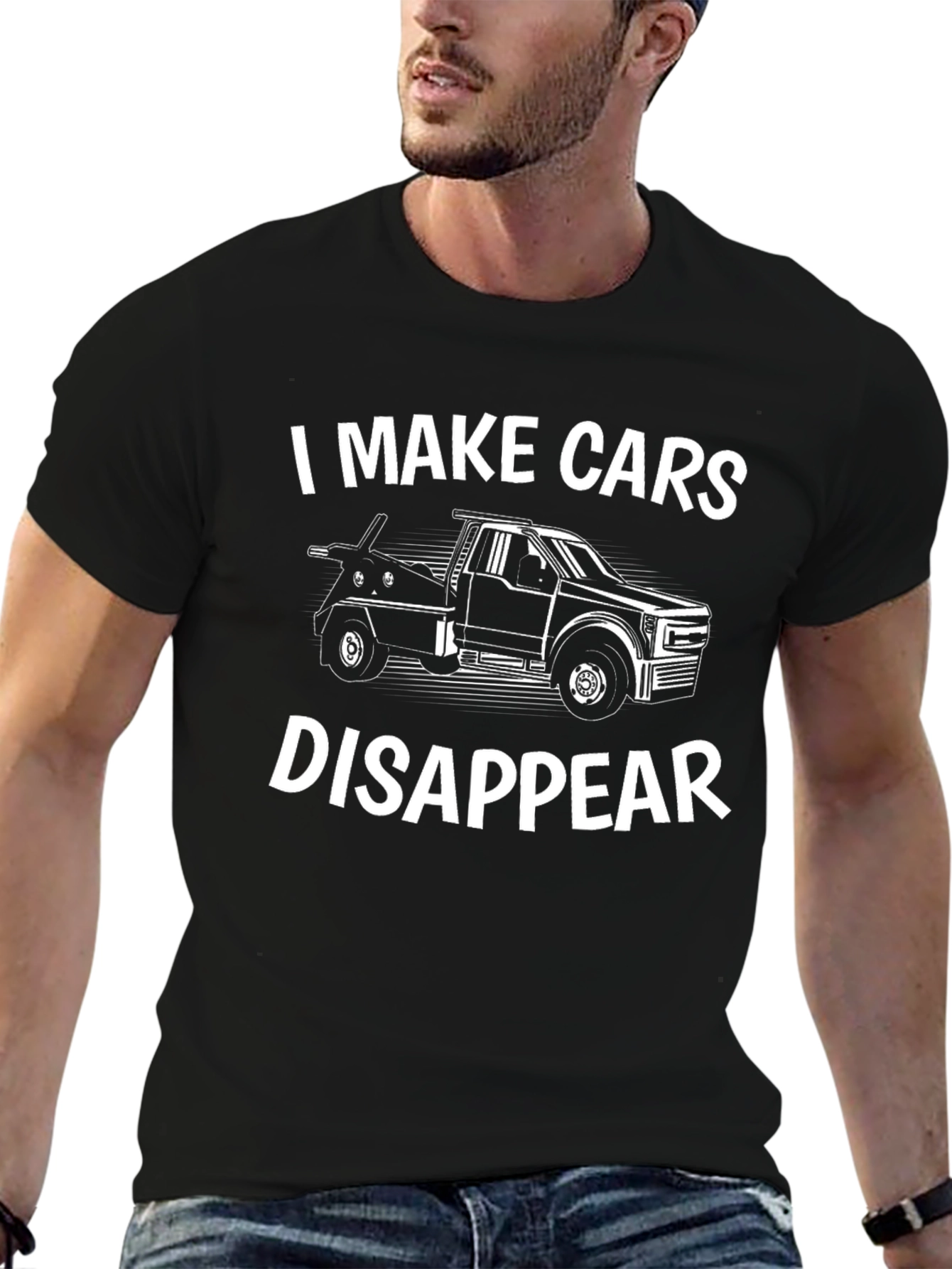I Make Cars Disappear Black Graphic Tee