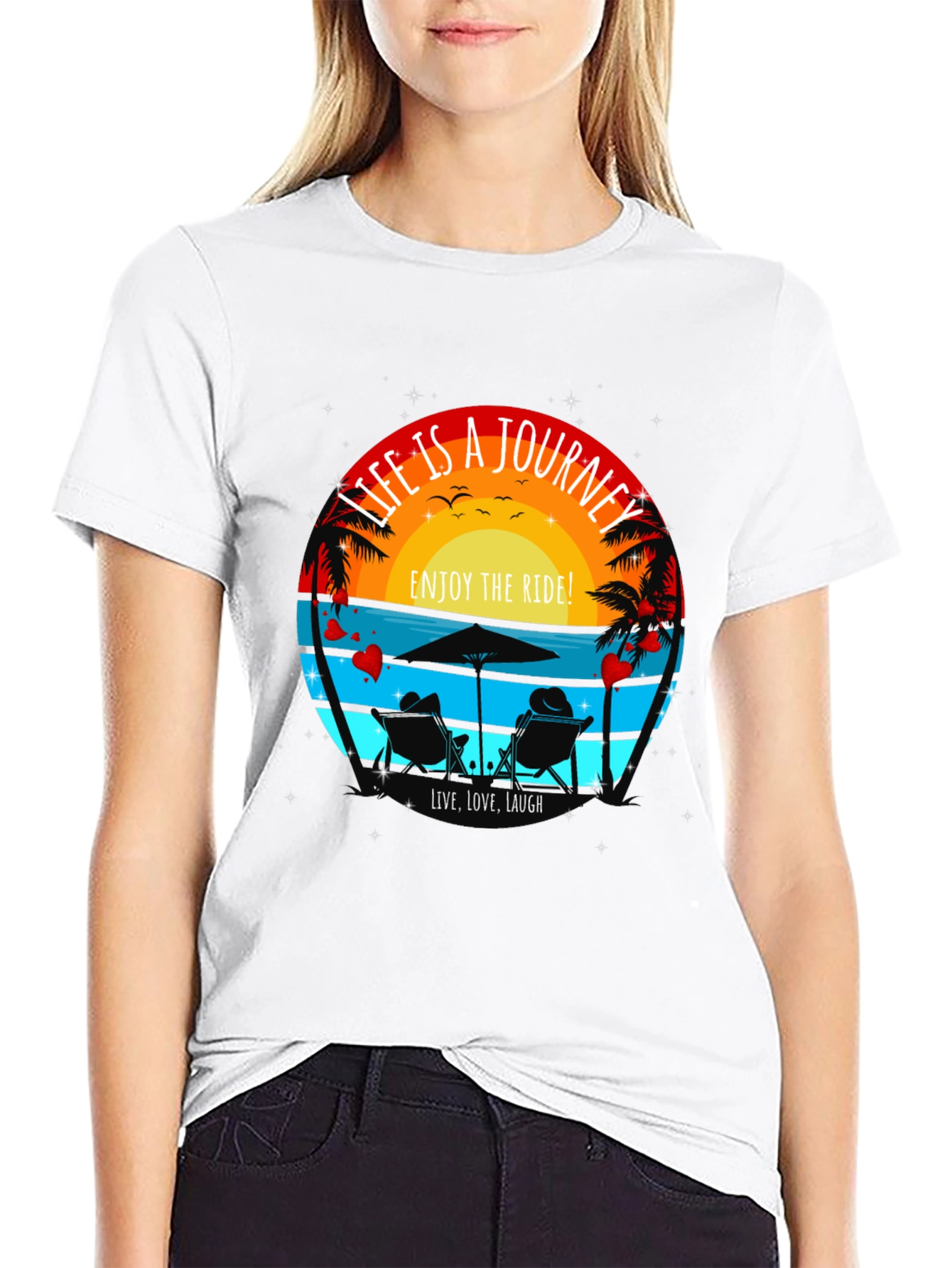 Life is a Journey T-Shirt - Beach Sunset Design
