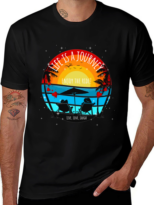 Life is a Journey T-Shirt - Beach Sunset Design