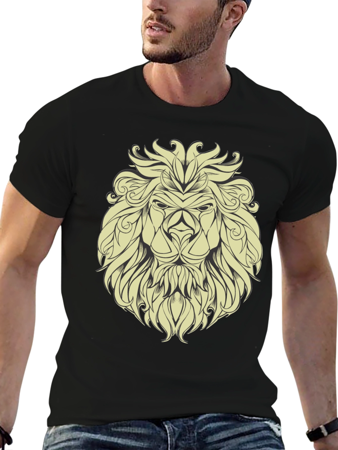 Lion Graphic Print Mens T-Shirt - Bold & Stylish