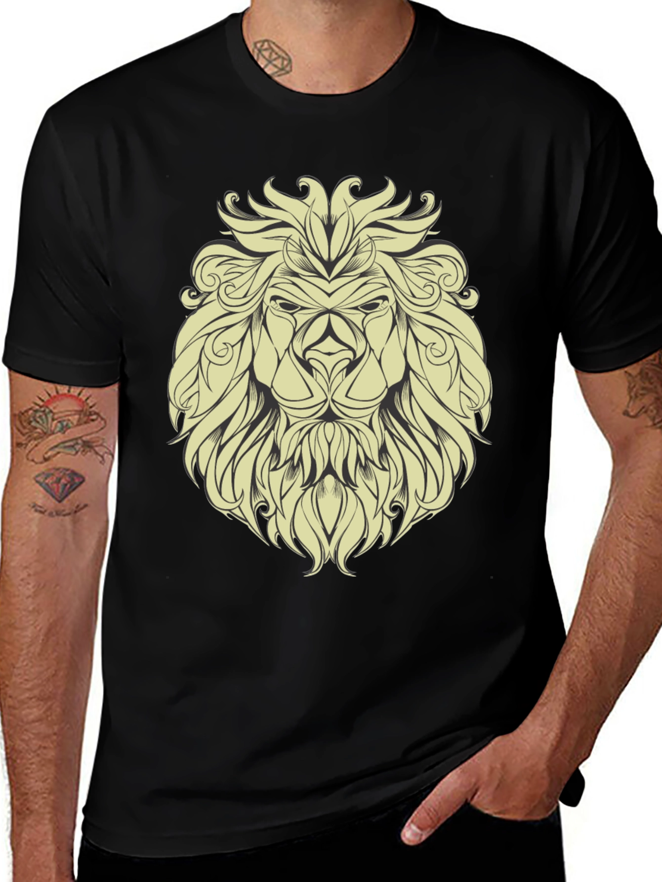 Lion Graphic Print Mens T-Shirt - Bold & Stylish
