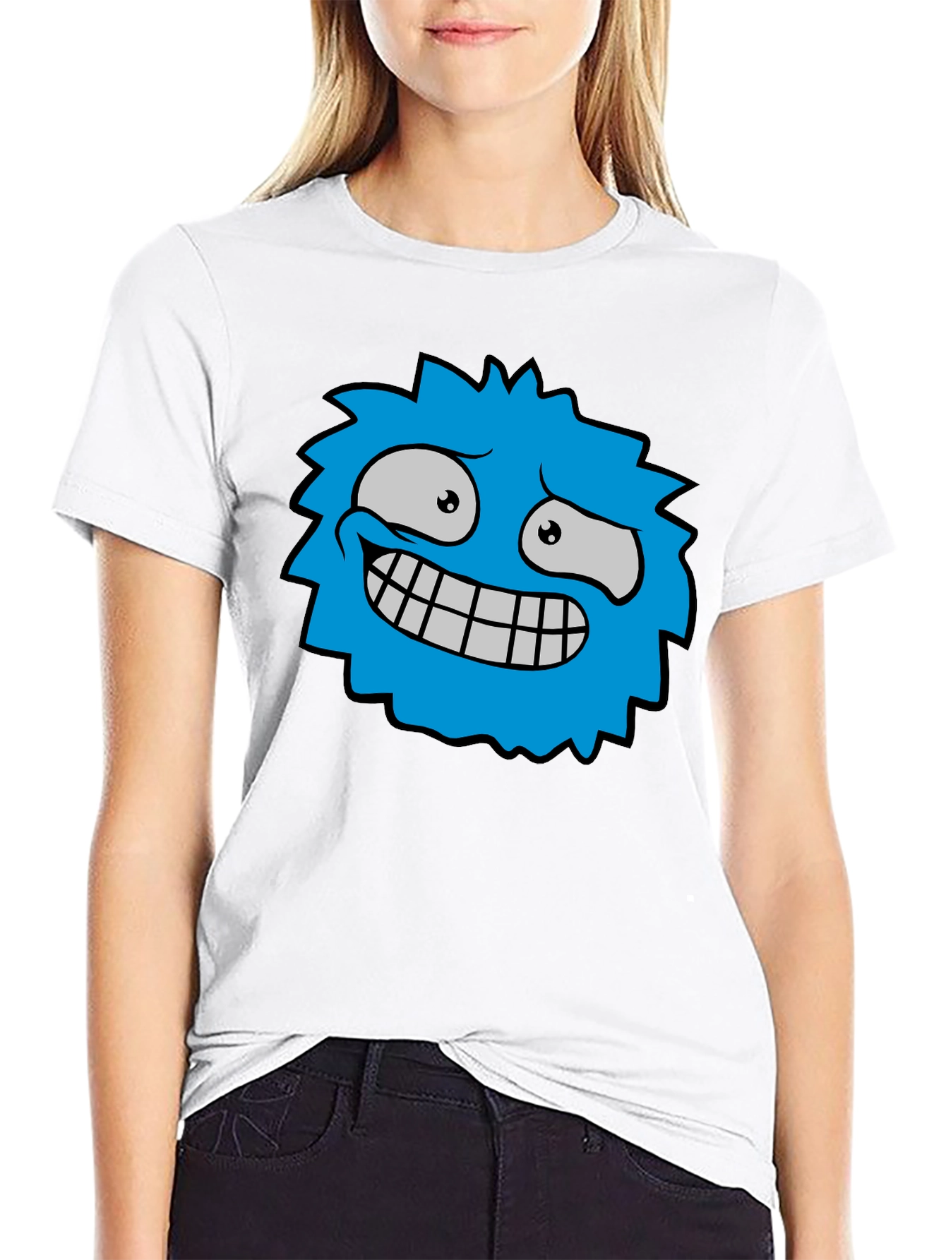Funky Blue Monster Graphic T-Shirt - Black