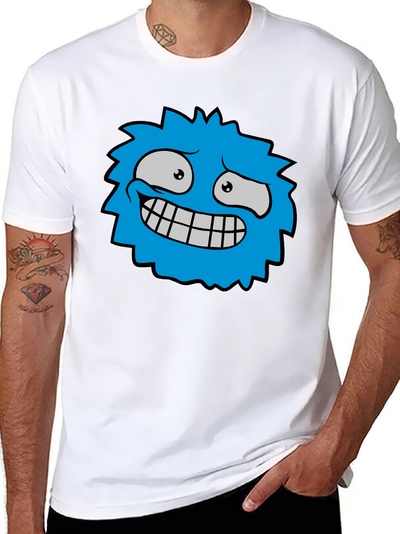 Funky Blue Monster Graphic T-Shirt - Black