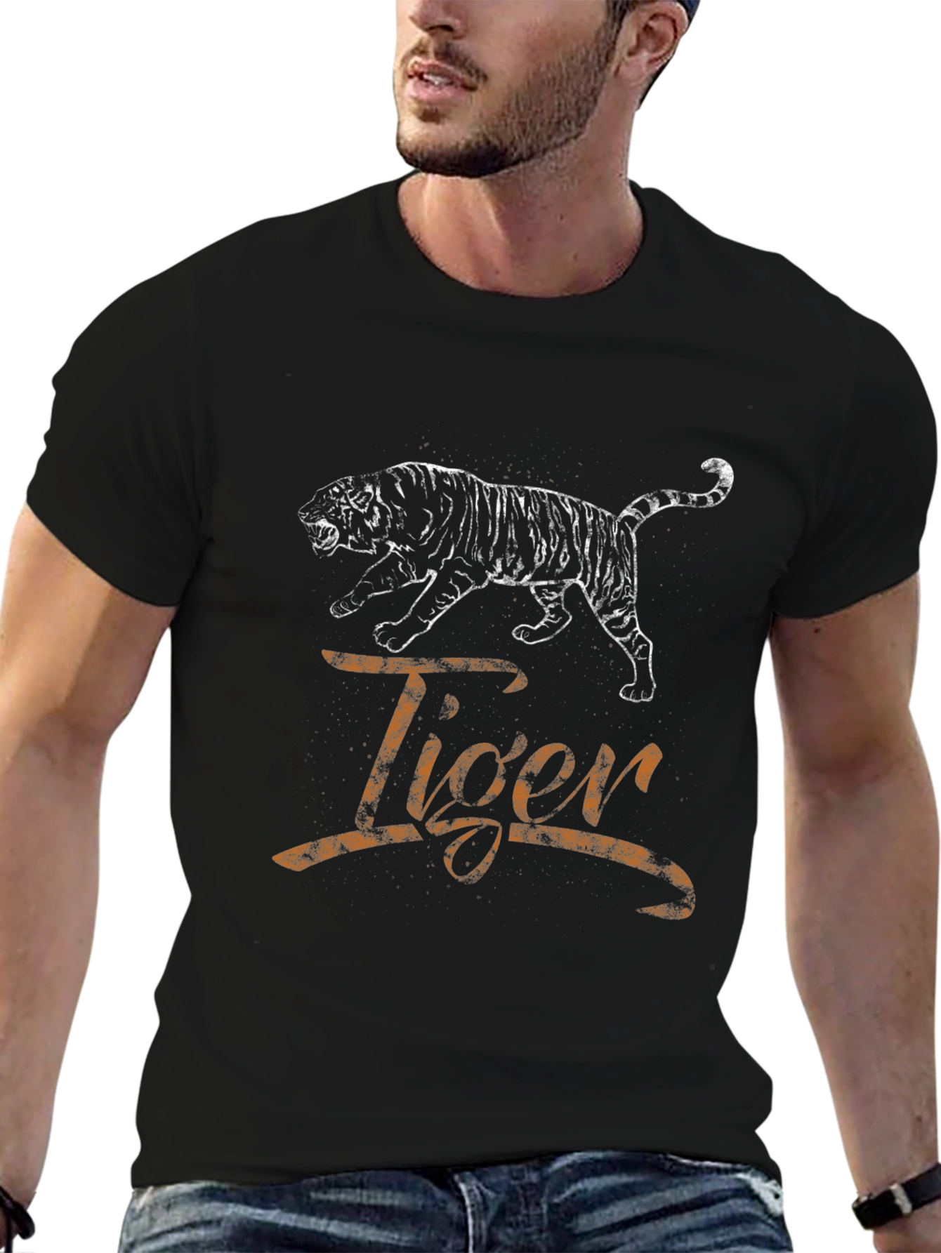 Tiger Graphic T-Shirt - Mens Black Tee