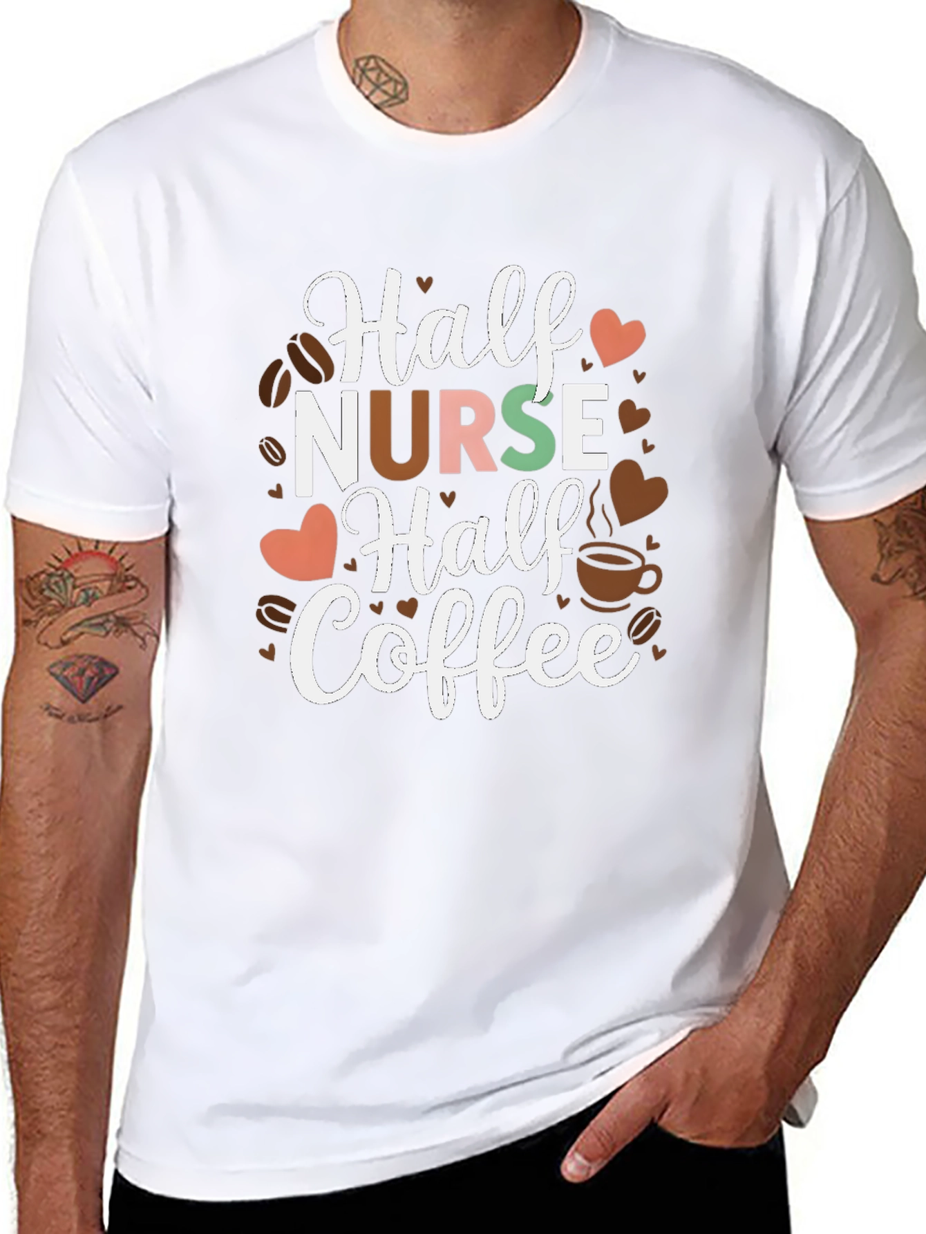 Half Nurse Half Coffee Graphic T-Shirt