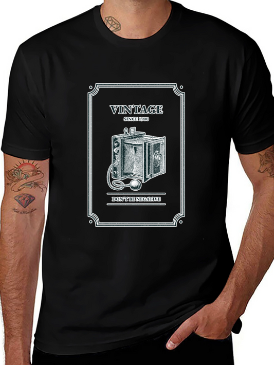 Vintage Camera Graphic T-Shirt - Black