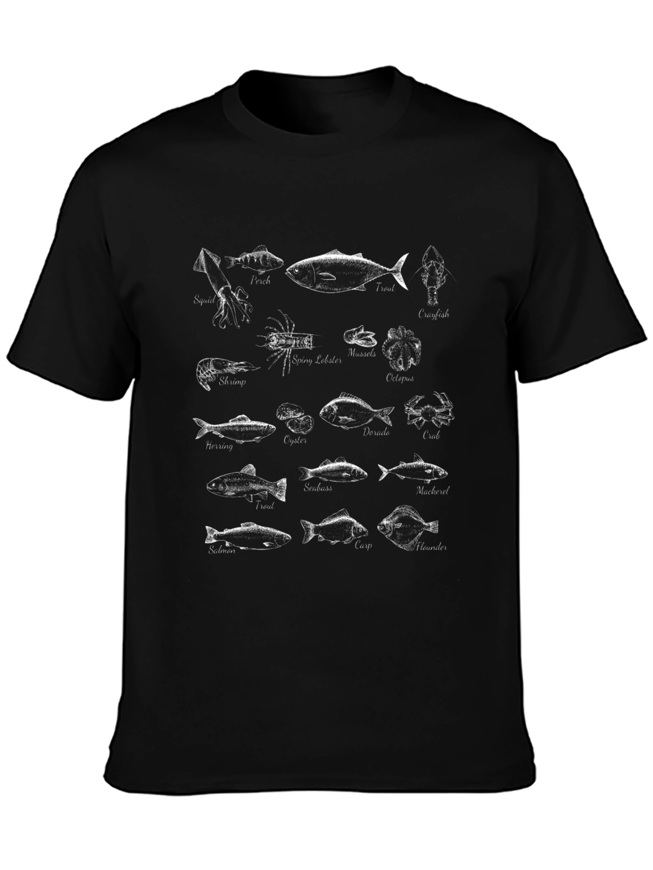 Black Seafood Graphic T-Shirt