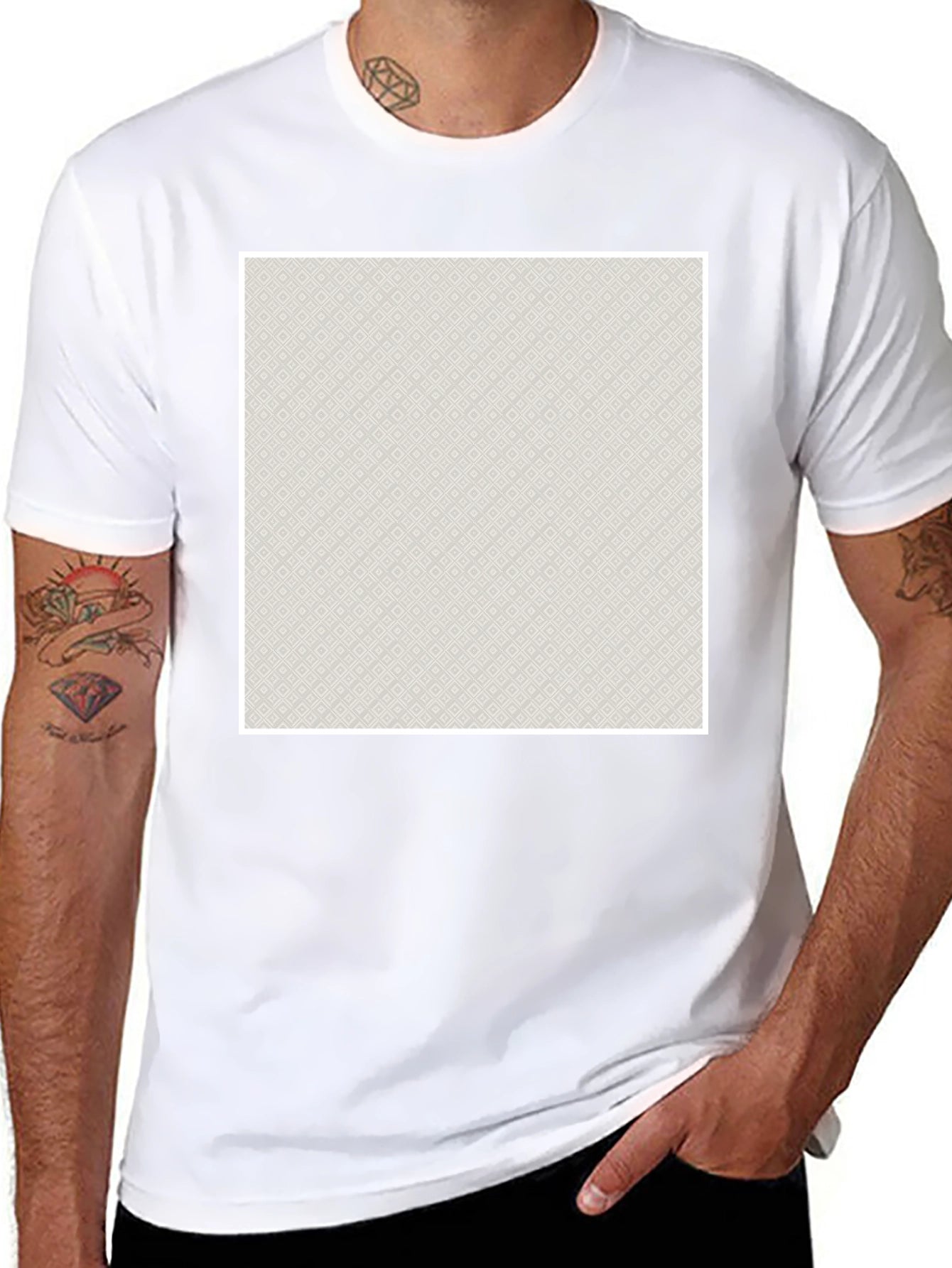 Modern Patterned Graphic Tee - Black