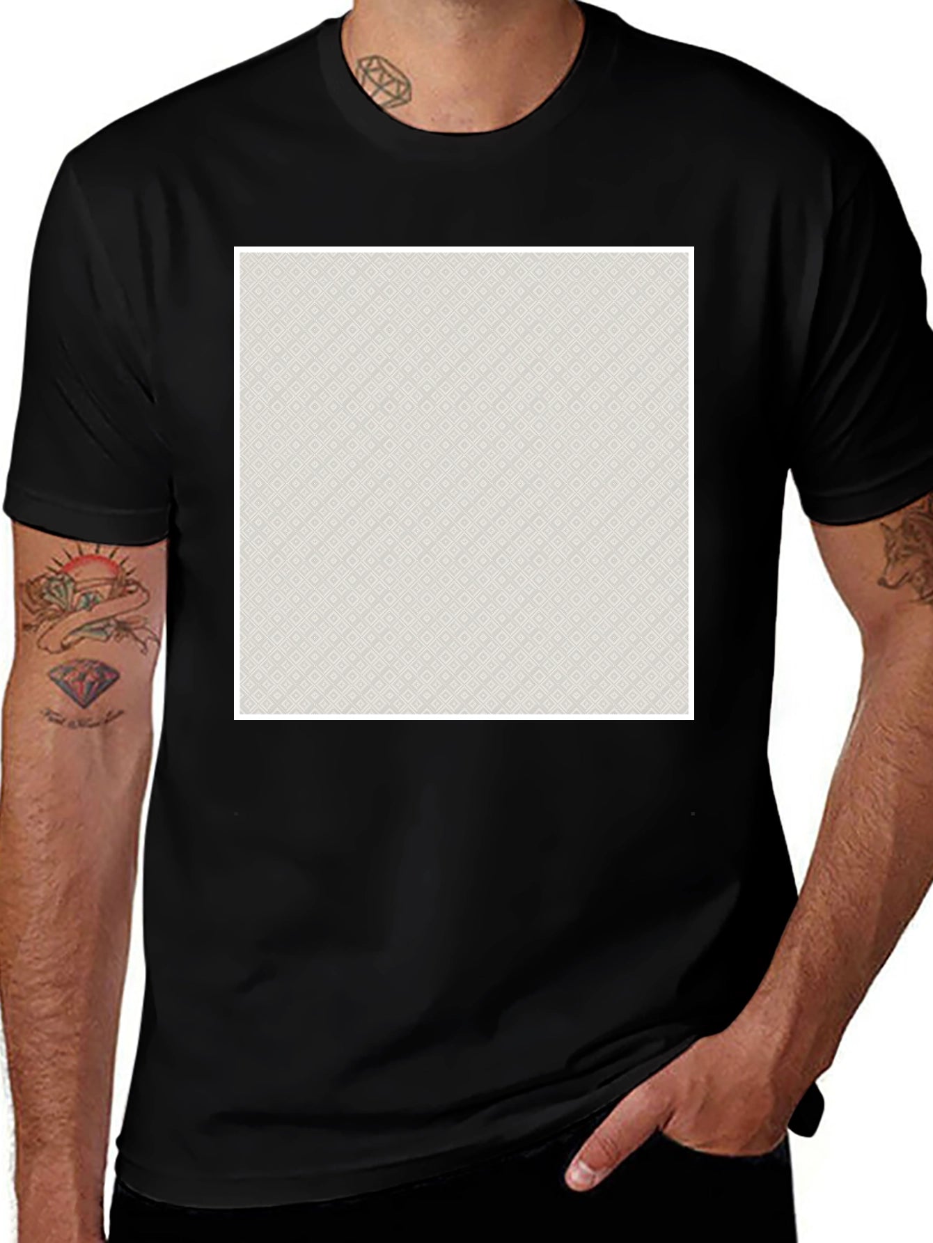 Modern Patterned Graphic Tee - Black