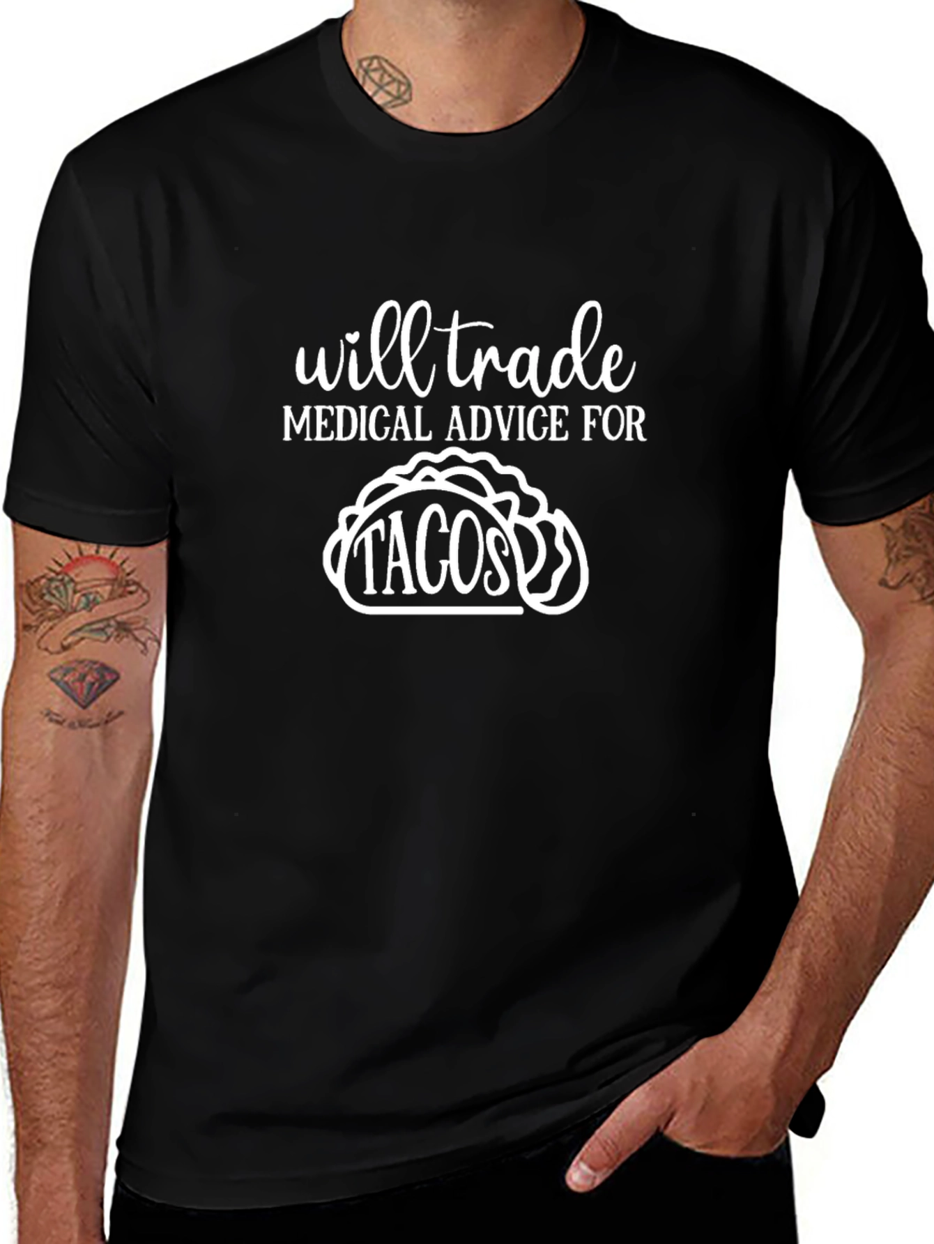 Medical Advice For Tacos Black Graphic Tee