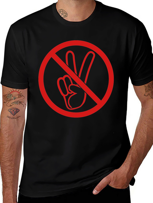 No Peace Sign Graphic T-Shirt - Black