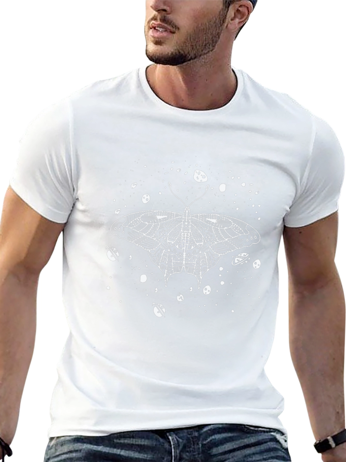 Moth Space Graphic Black Tee