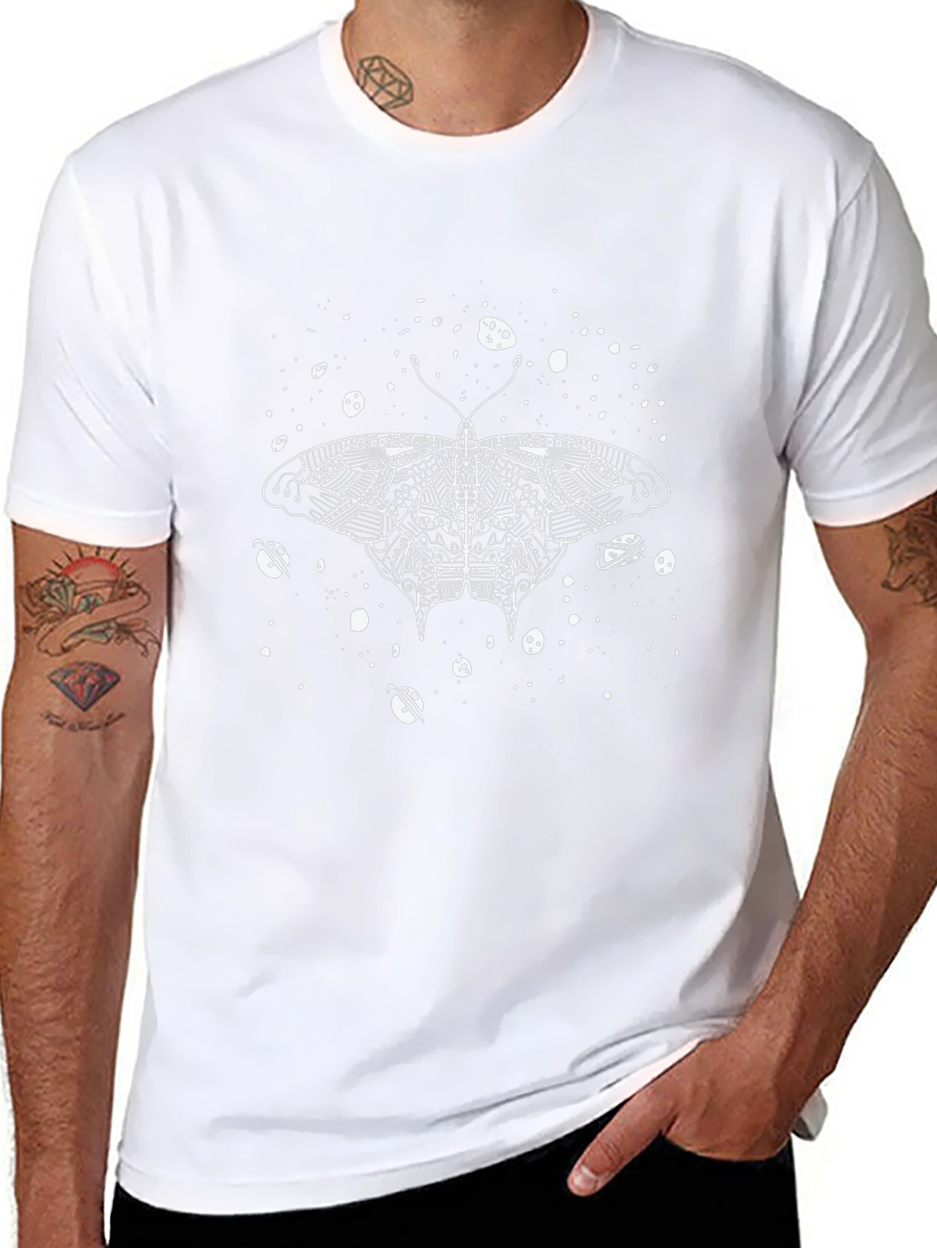 Moth Space Graphic Black Tee