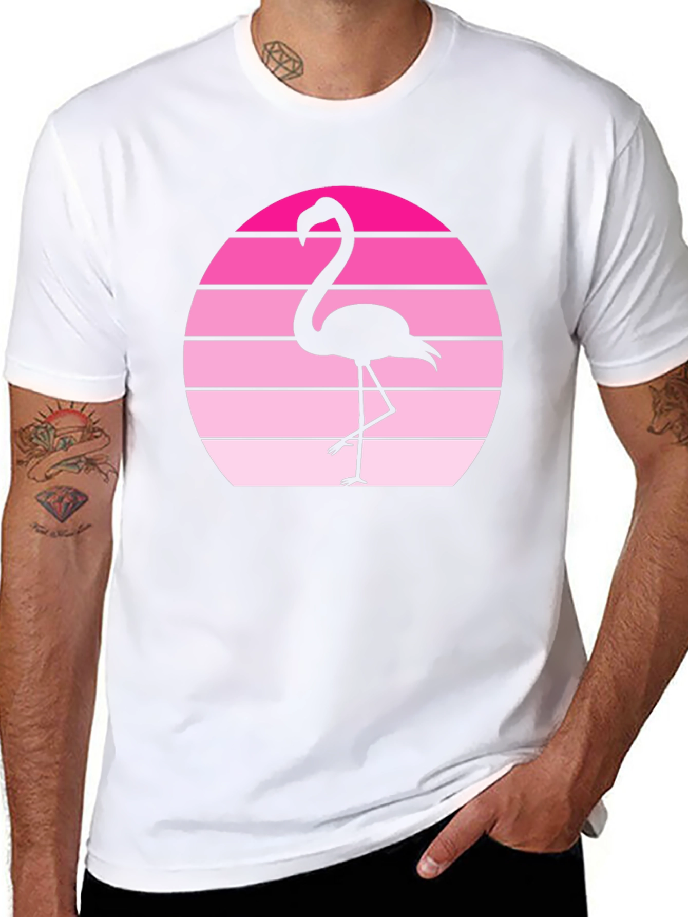 Retro Flamingo Graphic Tee - Sunset Vibes