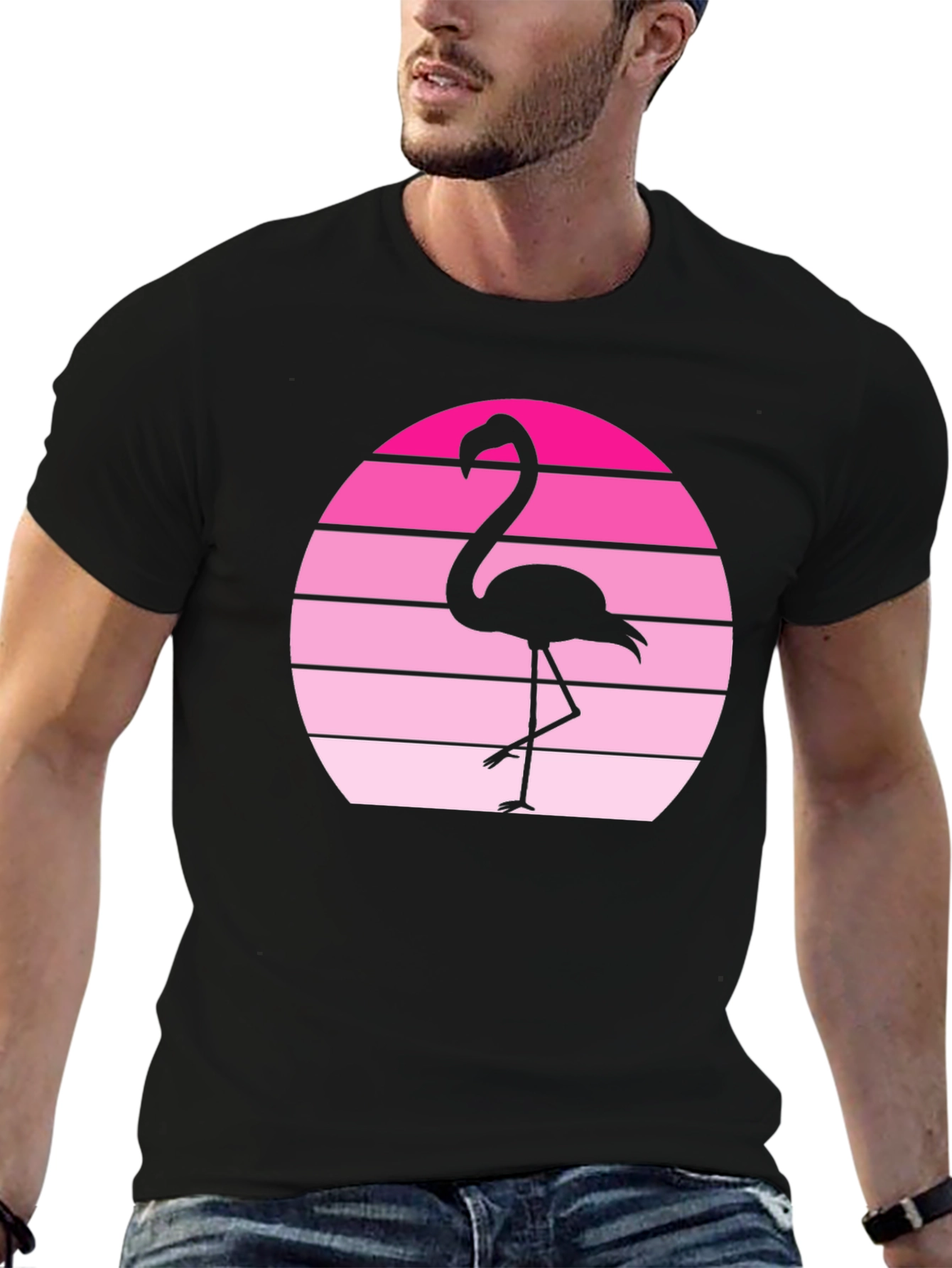 Retro Flamingo Graphic Tee - Sunset Vibes