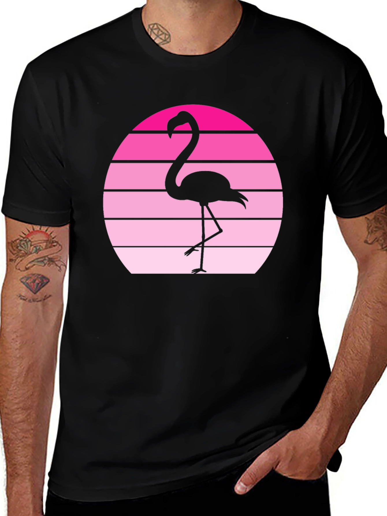 Retro Flamingo Graphic Tee - Sunset Vibes