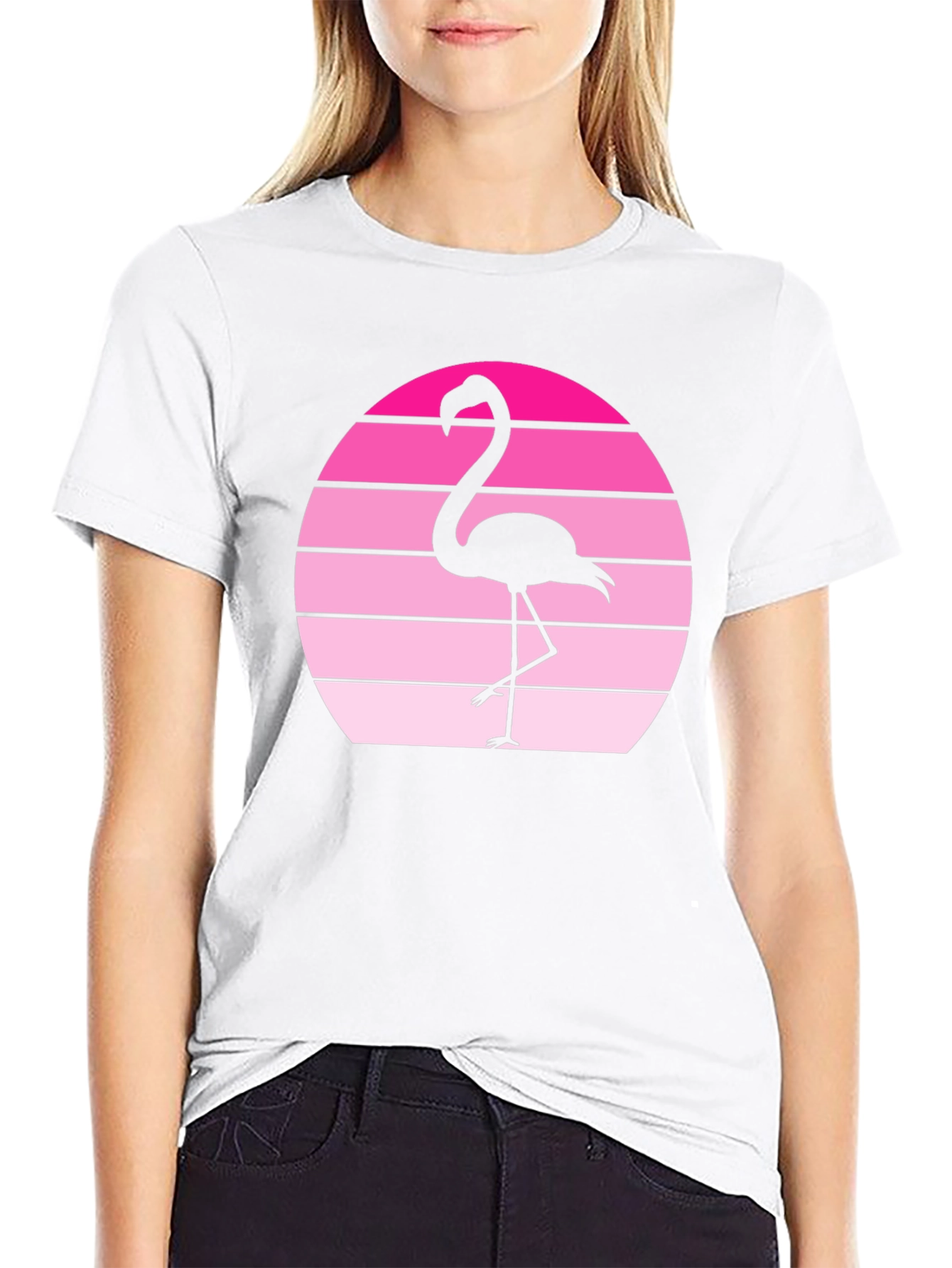 Retro Flamingo Graphic Tee - Sunset Vibes