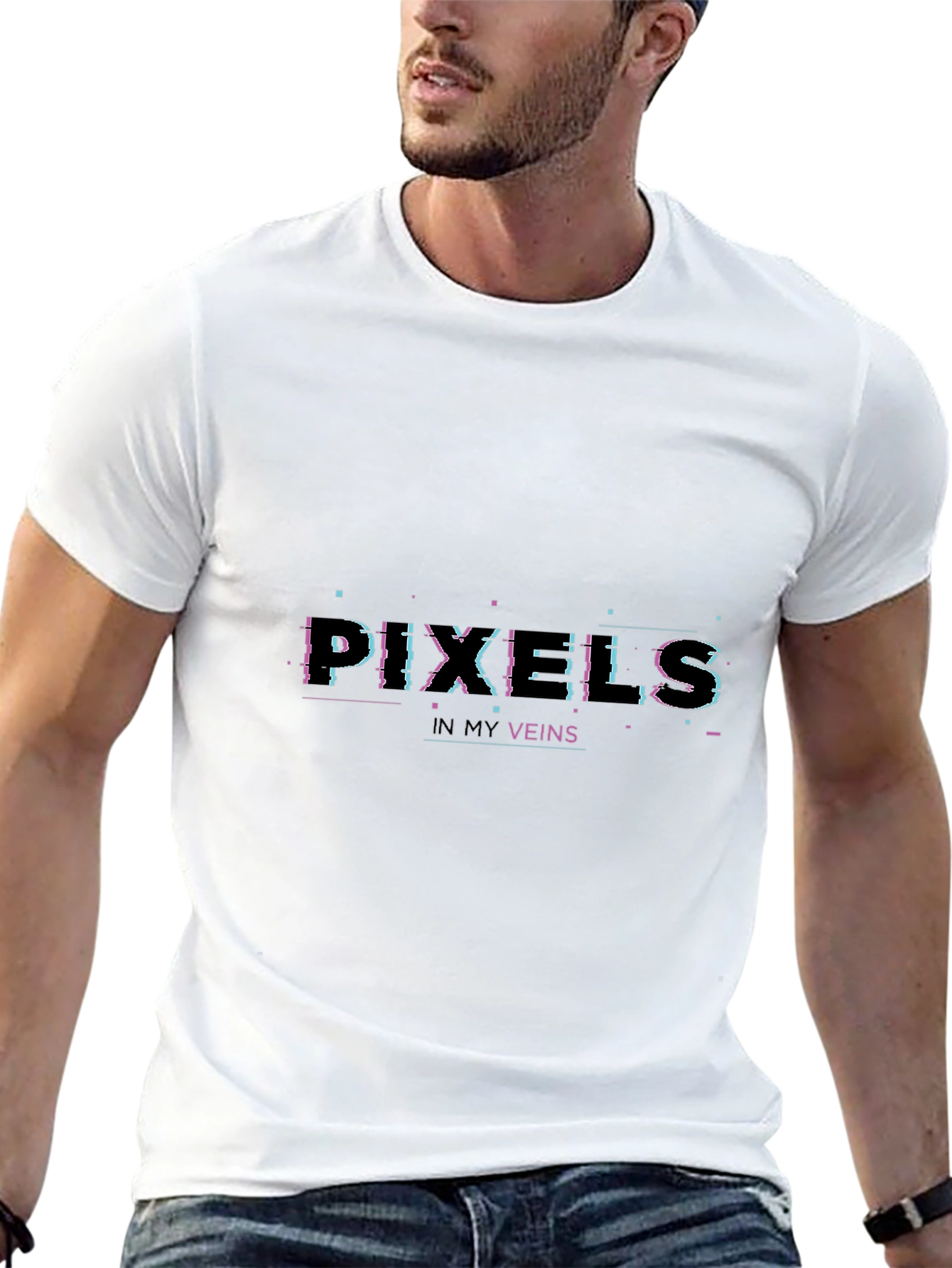 Pixels in My Veins Black Graphic Tee