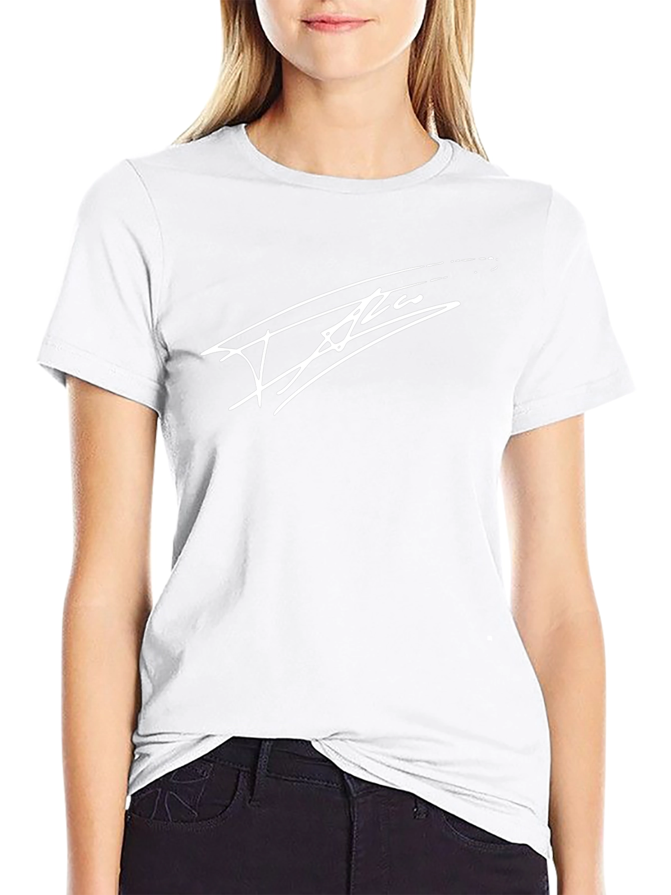 Mens Black T-Shirt with White Signature Graphic