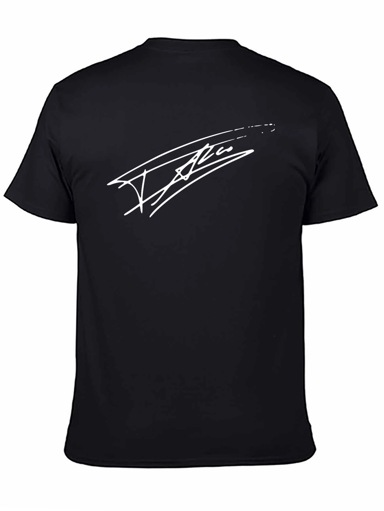 Mens Black T-Shirt with White Signature Graphic