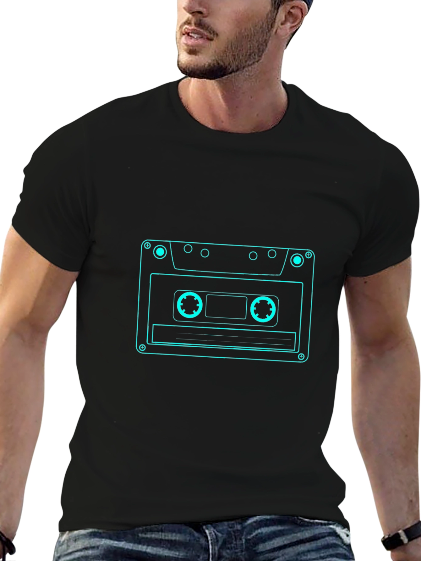 Retro Cassette Tape Graphic Tee - Black