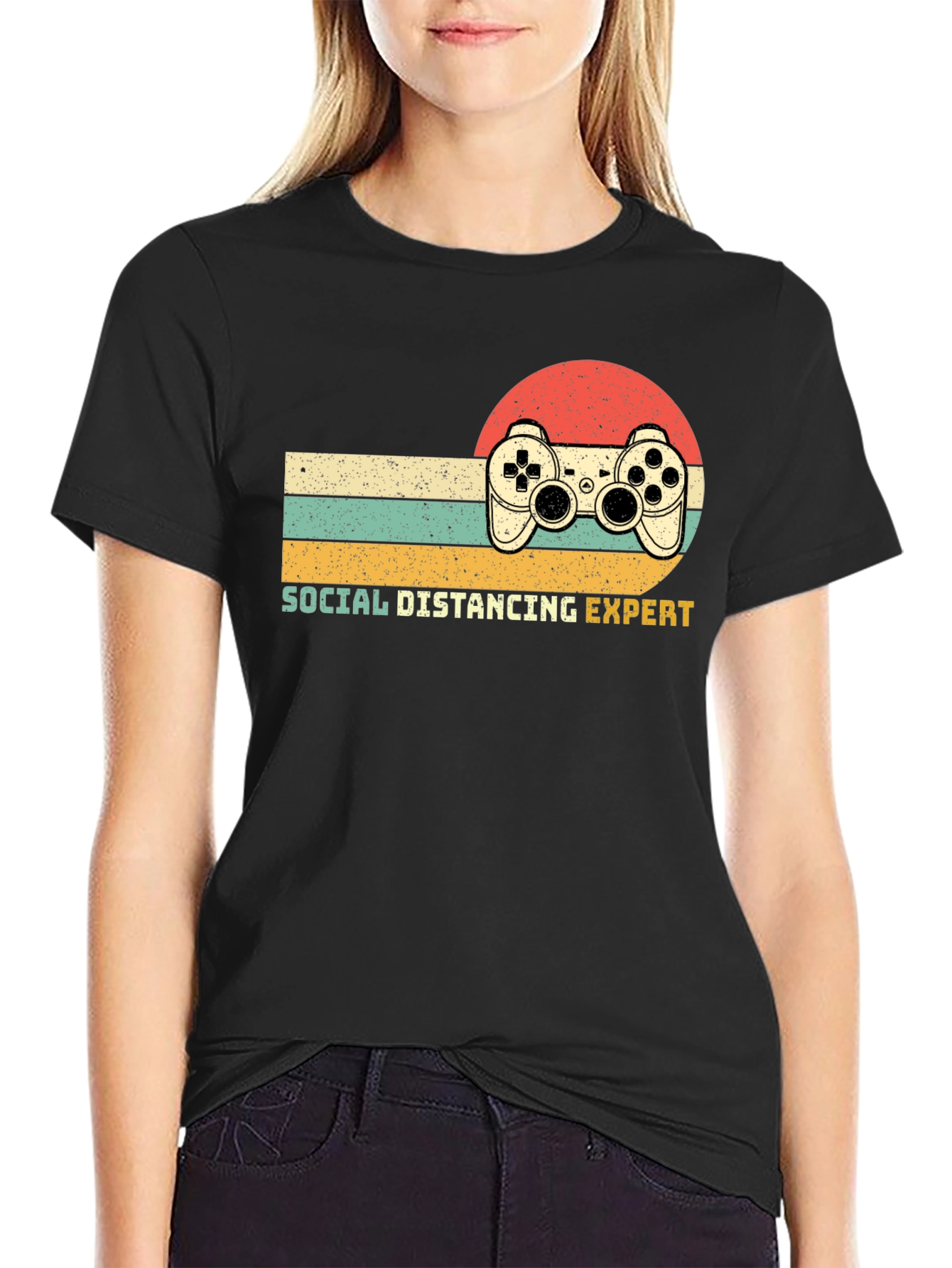 Social Distancing Expert Retro Gaming T-Shirt