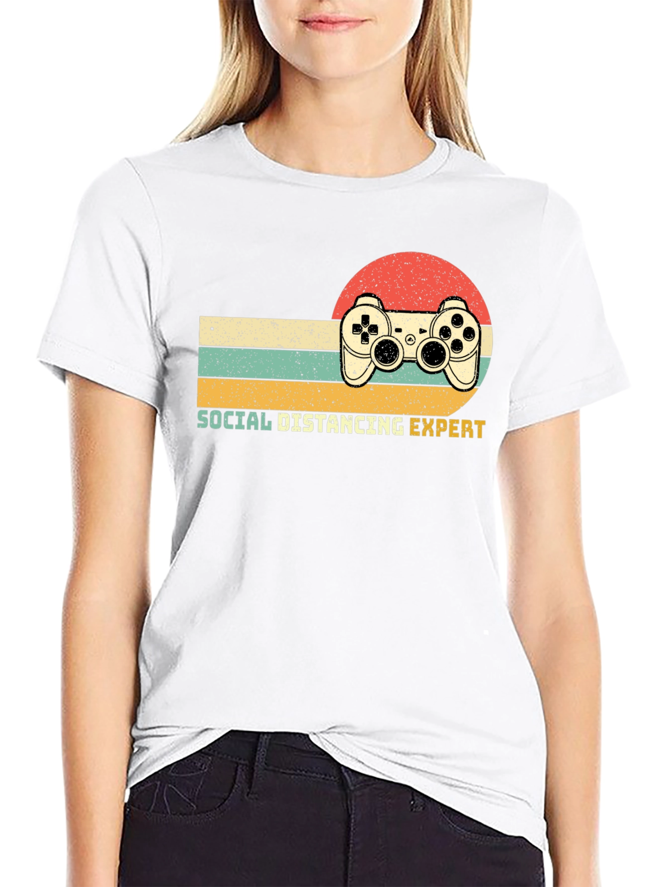 Social Distancing Expert Retro Gaming T-Shirt