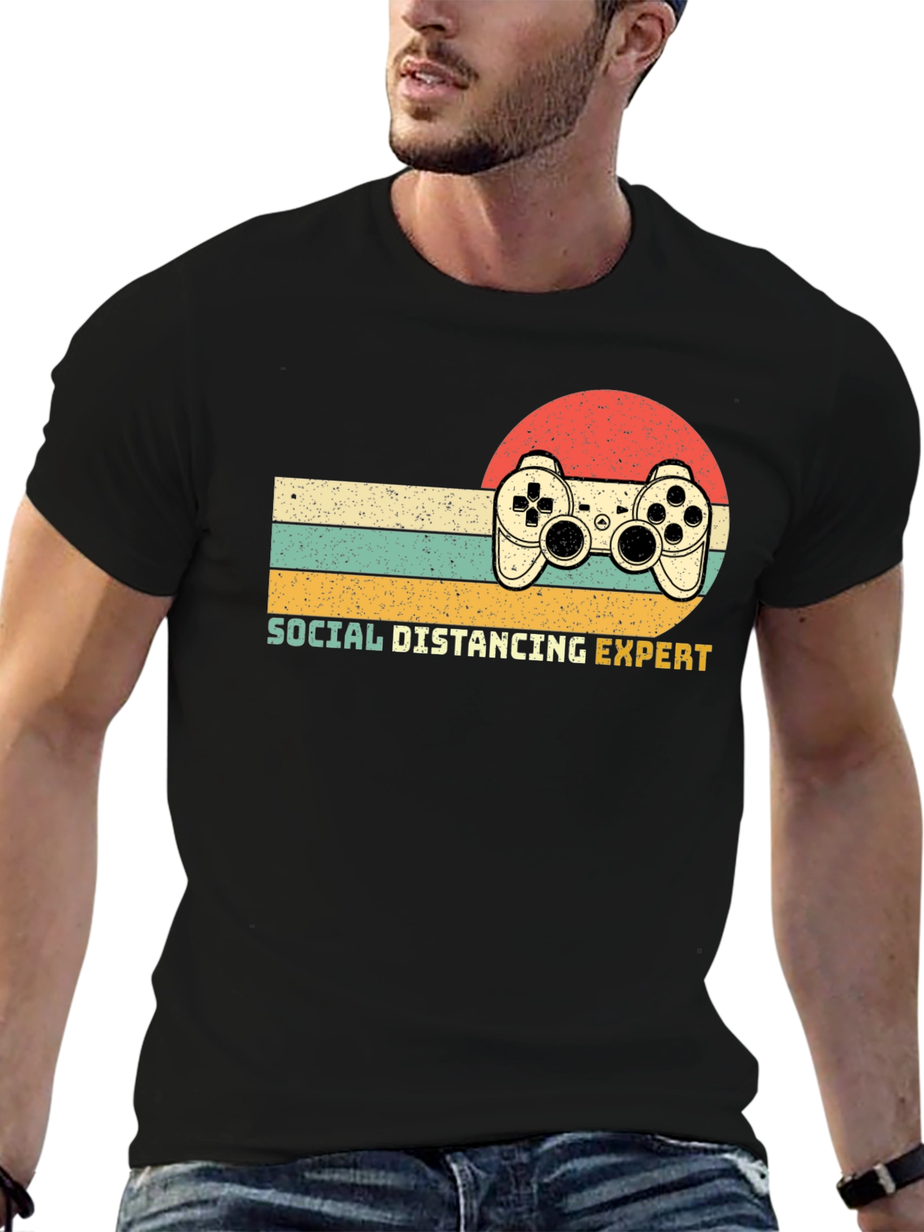 Social Distancing Expert Retro Gaming T-Shirt