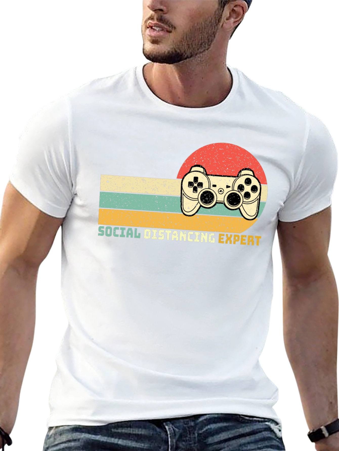 Social Distancing Expert Retro Gaming T-Shirt