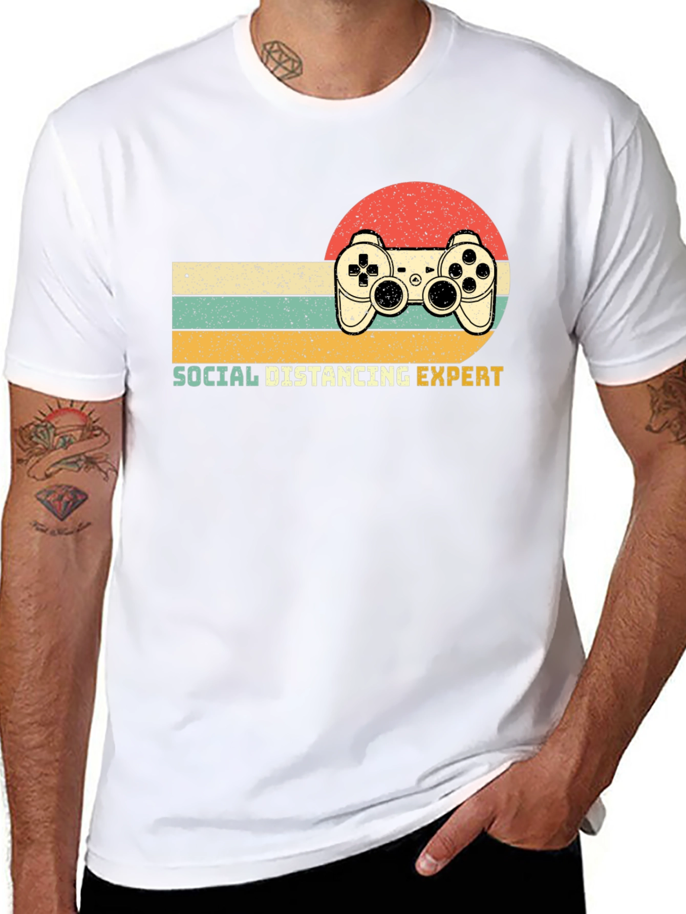 Social Distancing Expert Retro Gaming T-Shirt