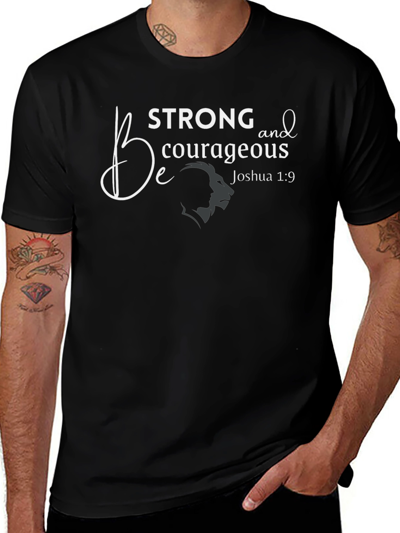 Be Strong Courageous T-Shirt Christian Faith Graphic Tee