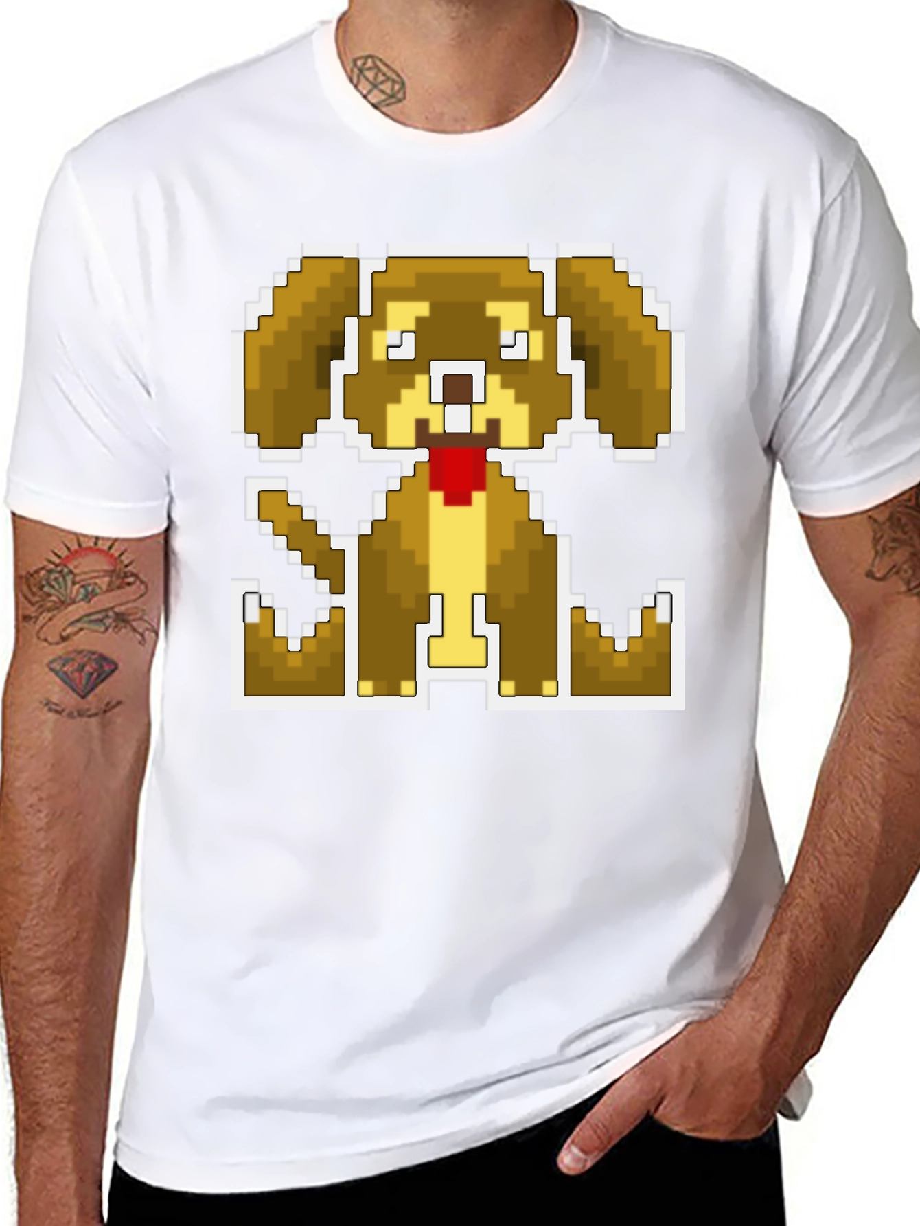 Pixel Dog Graphic Tee - Classic Black Cotton Blend