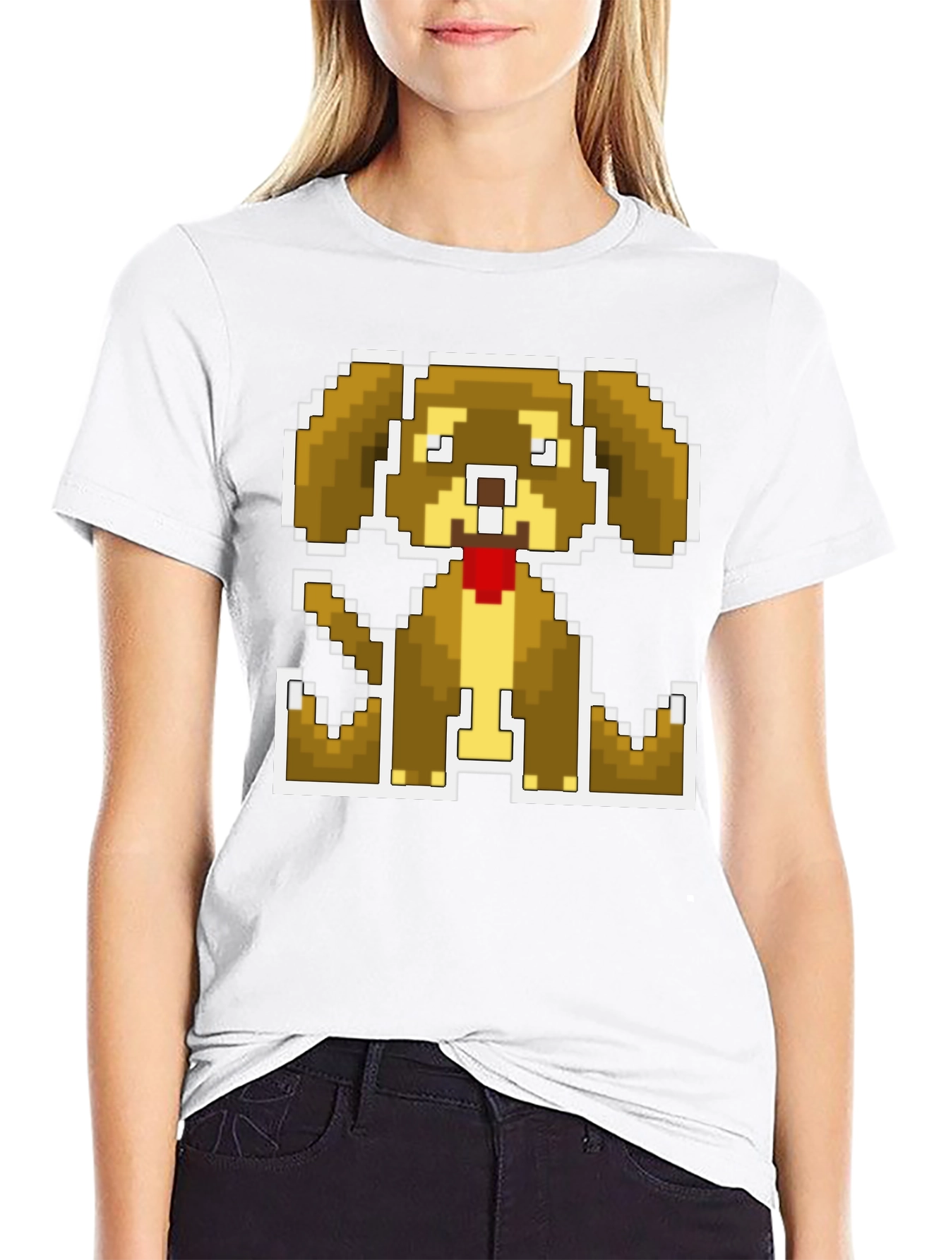 Pixel Dog Graphic Tee - Classic Black Cotton Blend