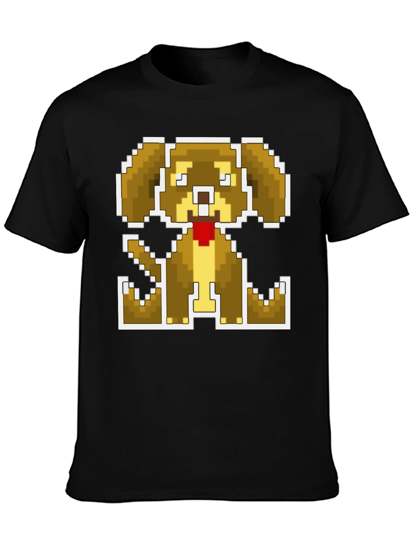 Pixel Dog Graphic Tee - Classic Black Cotton Blend