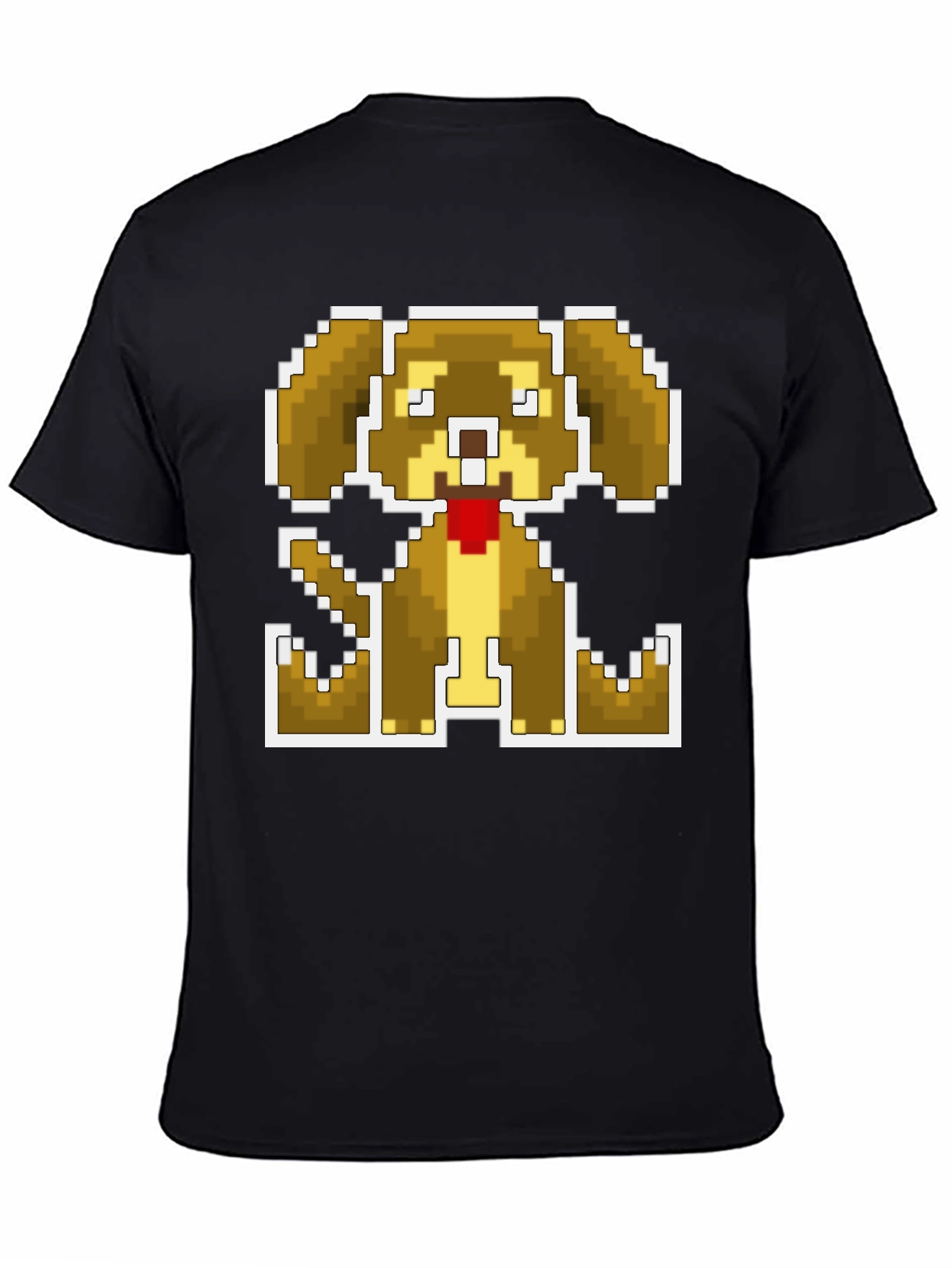 Pixel Dog Graphic Tee - Classic Black Cotton Blend
