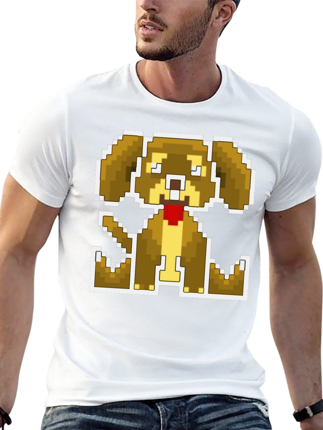 Pixel Dog Graphic Tee - Classic Black Cotton Blend