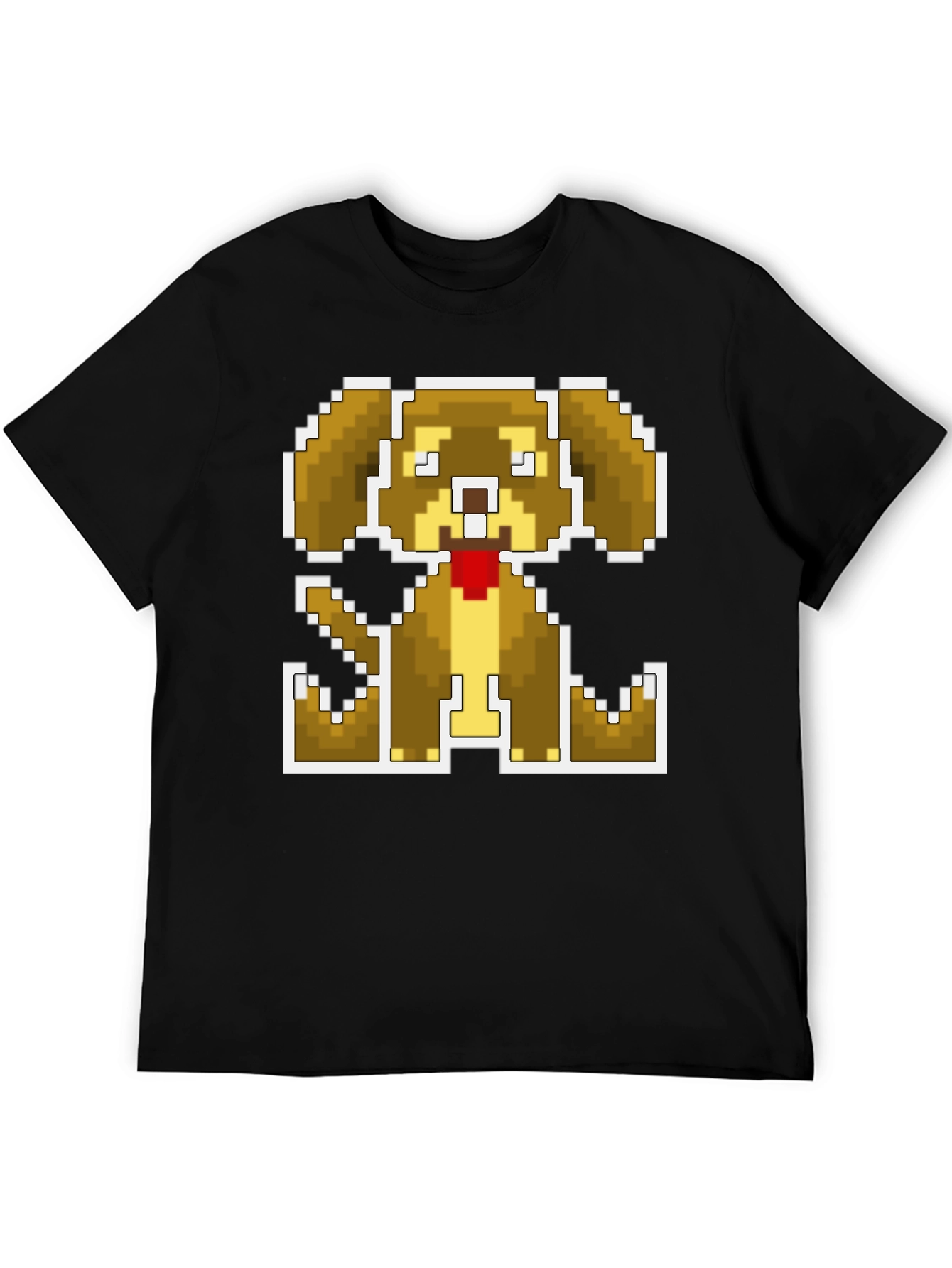 Pixel Dog Graphic Tee - Classic Black Cotton Blend