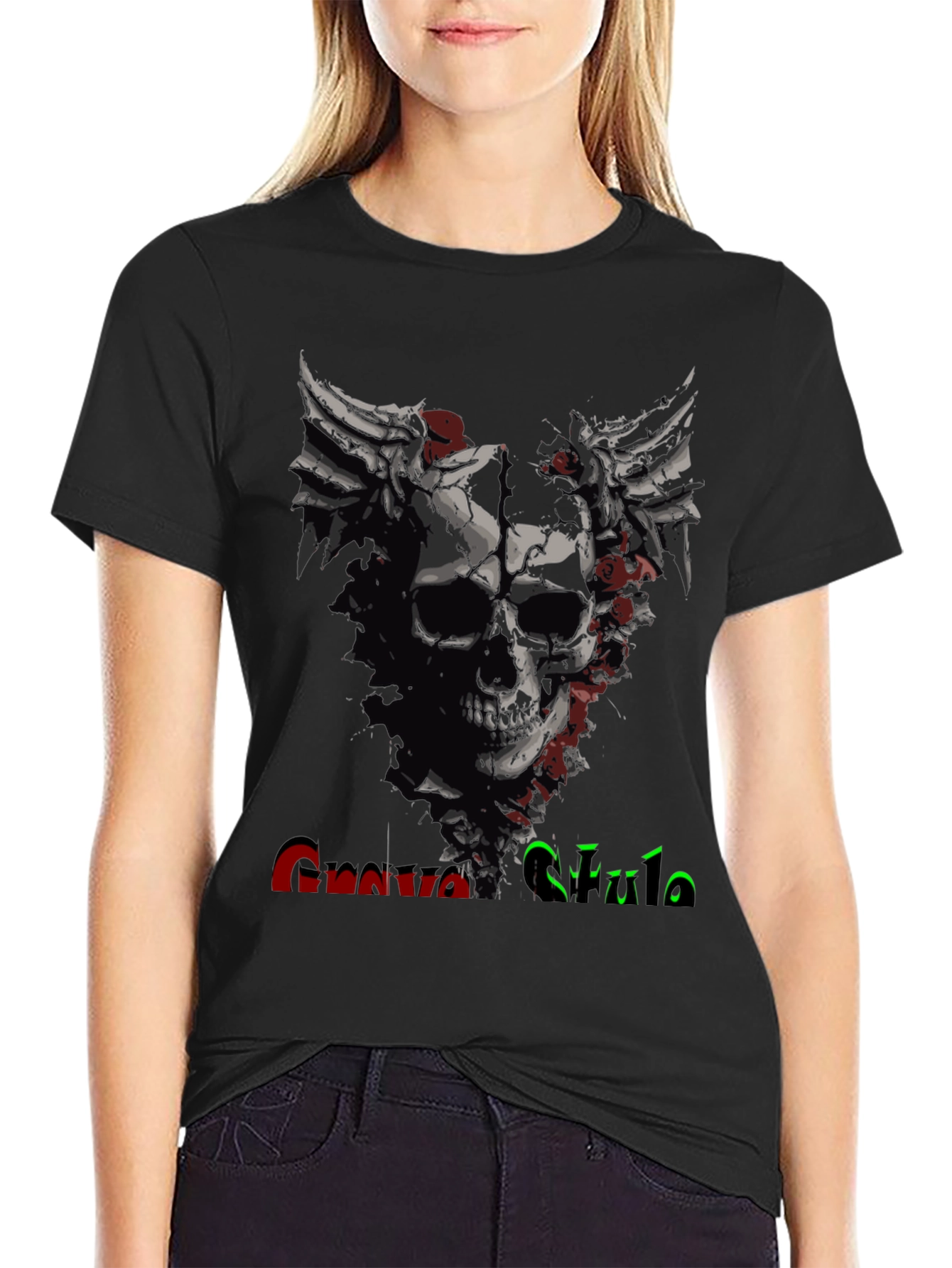 Grave Style Skull Rose Graphic T-Shirt