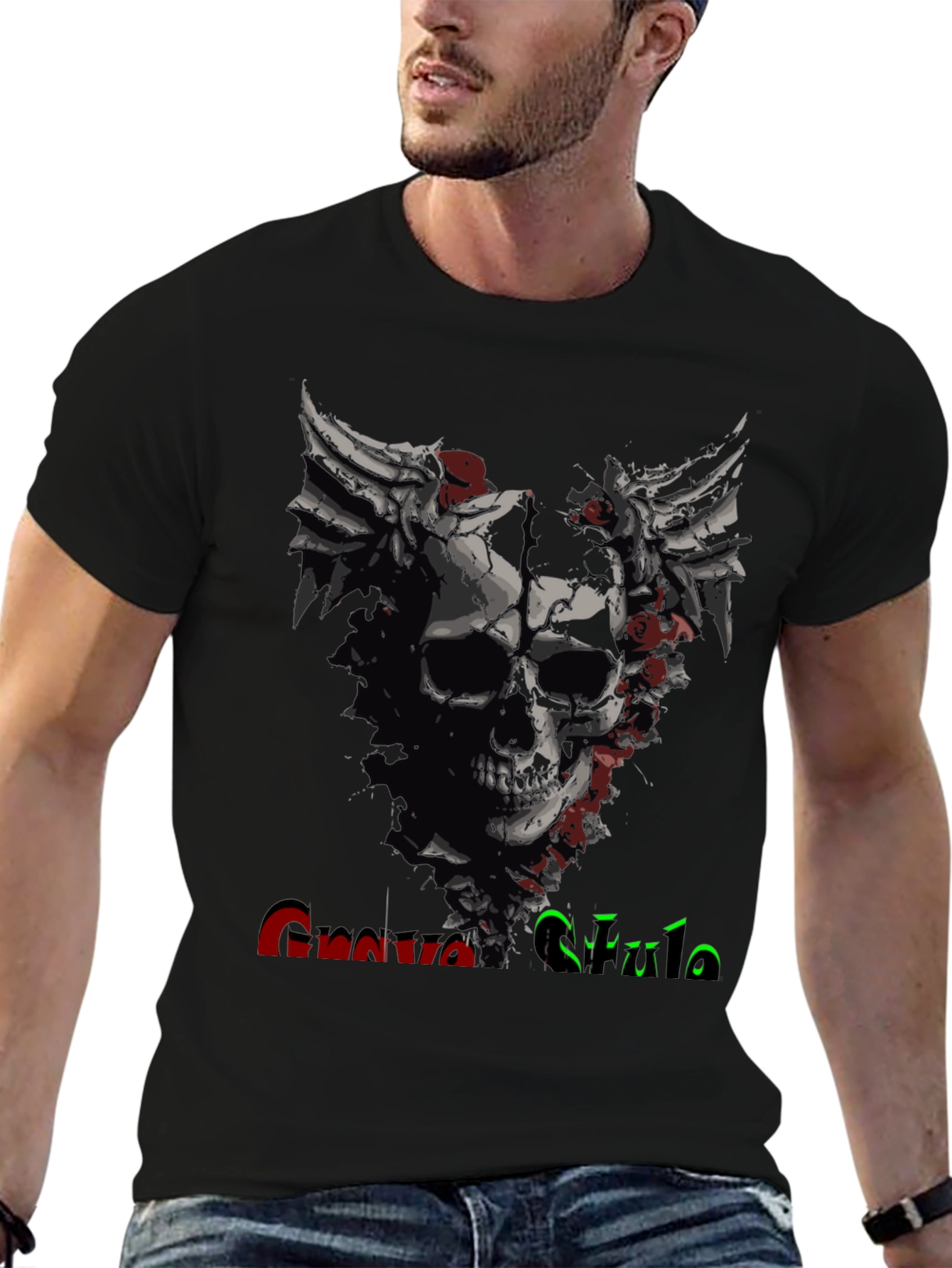 Grave Style Skull Rose Graphic T-Shirt