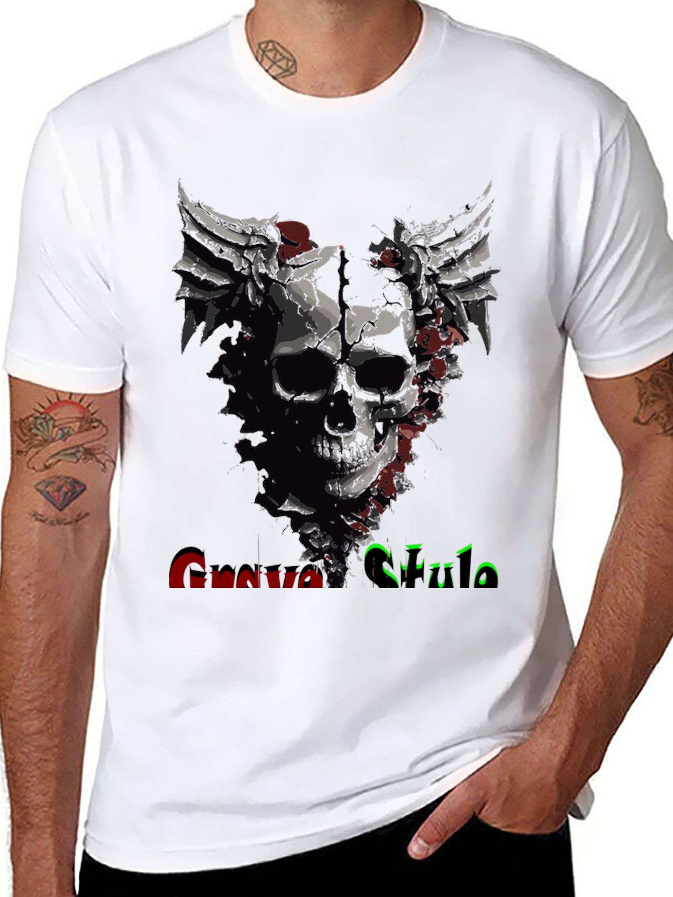 Grave Style Skull Rose Graphic T-Shirt