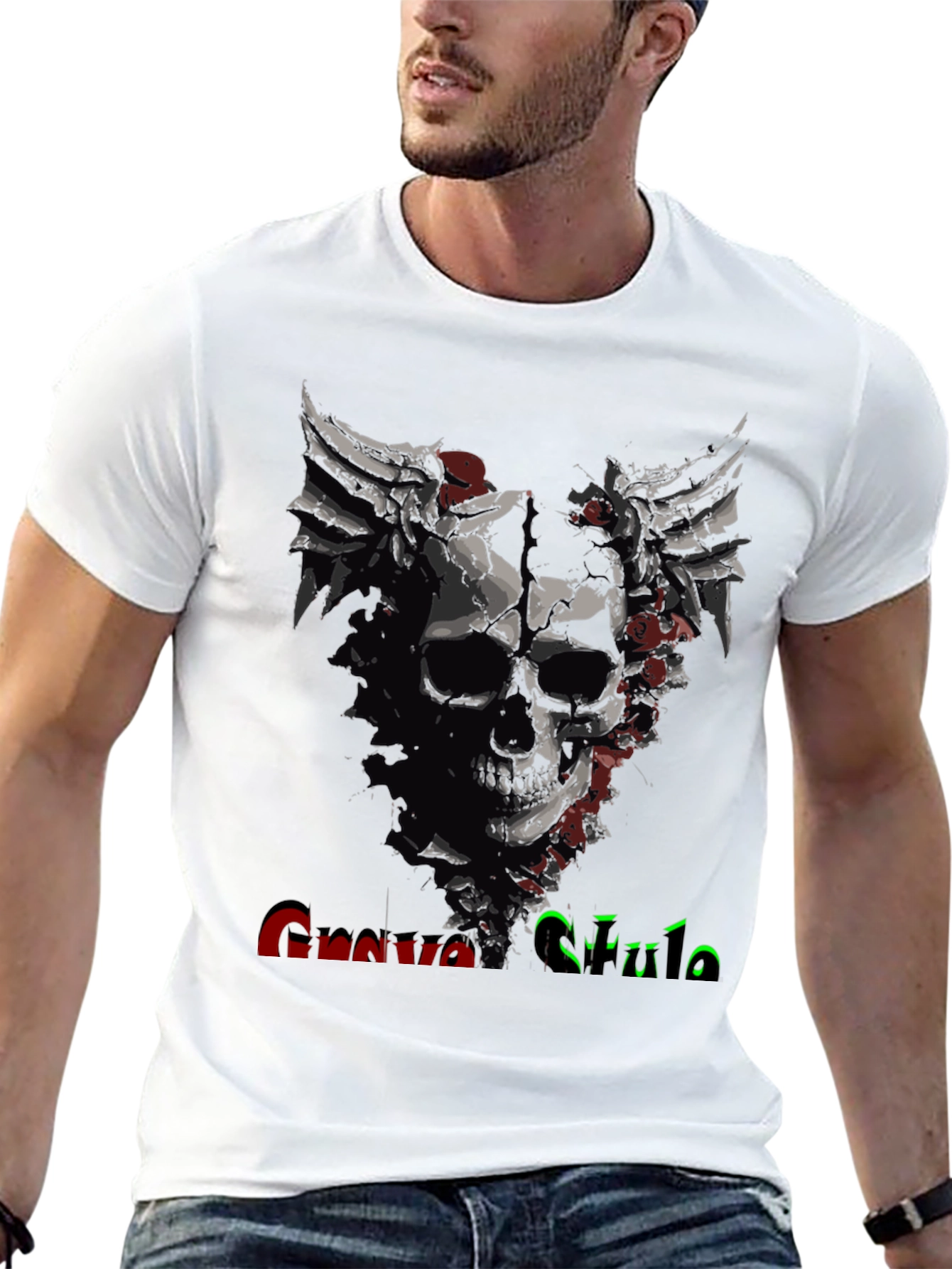 Grave Style Skull Rose Graphic T-Shirt