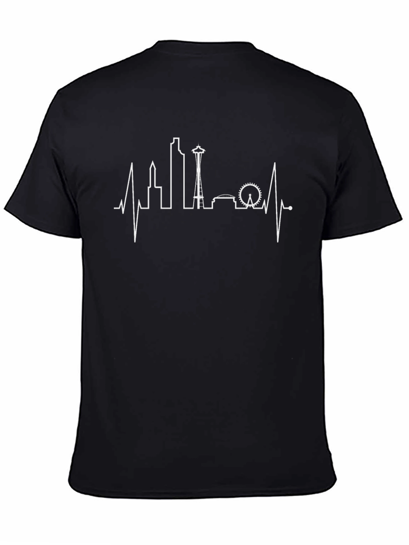 Seattle Skyline Heartbeat Graphic Tee - Black