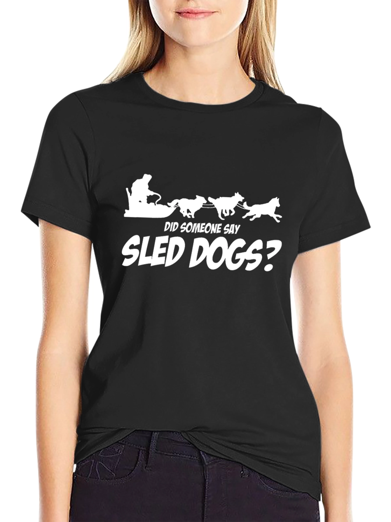 Sled Dogs? Graphic T-Shirt - Black Canine Adventure