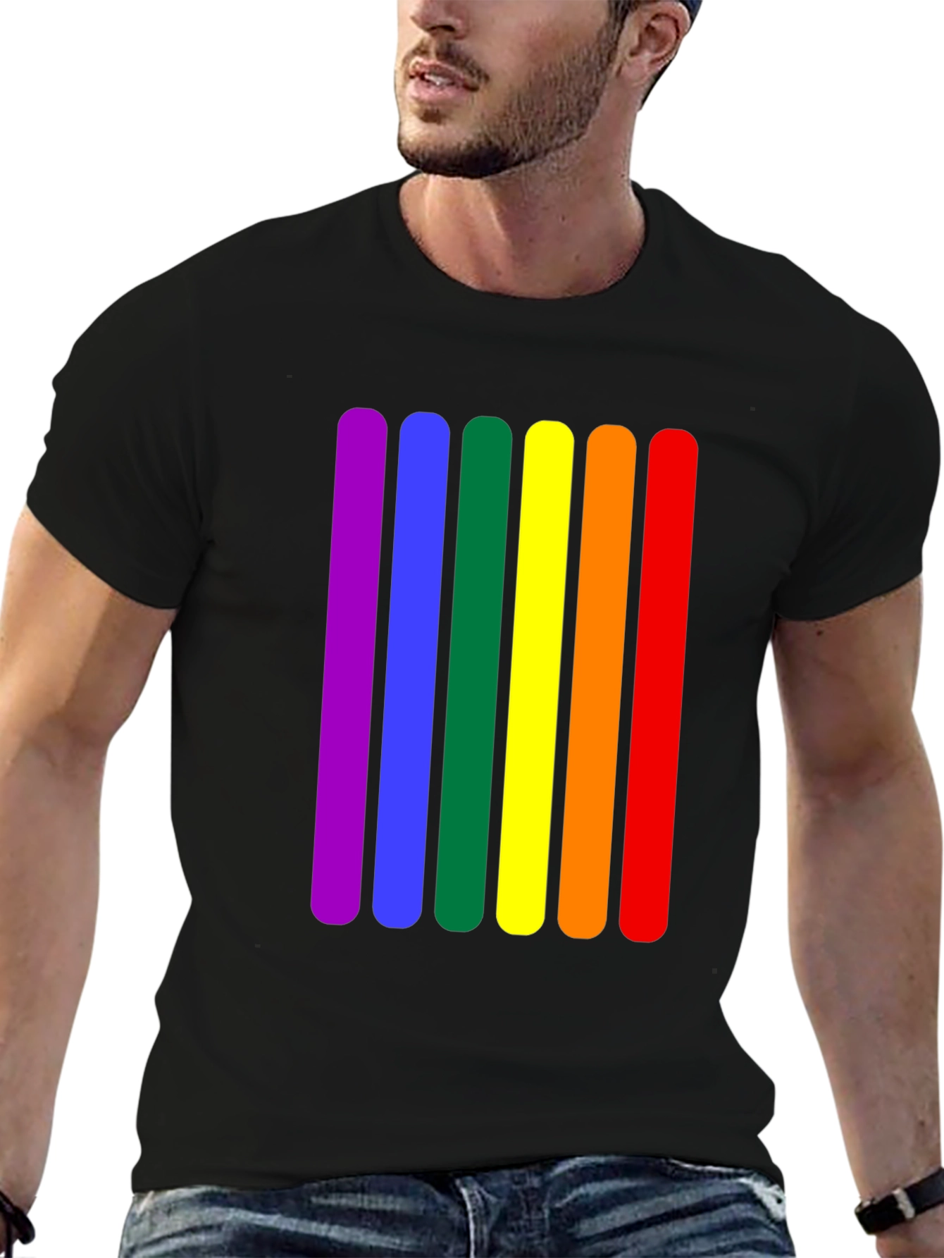 Rainbow Stripe Graphic Tee - Pride Fashion