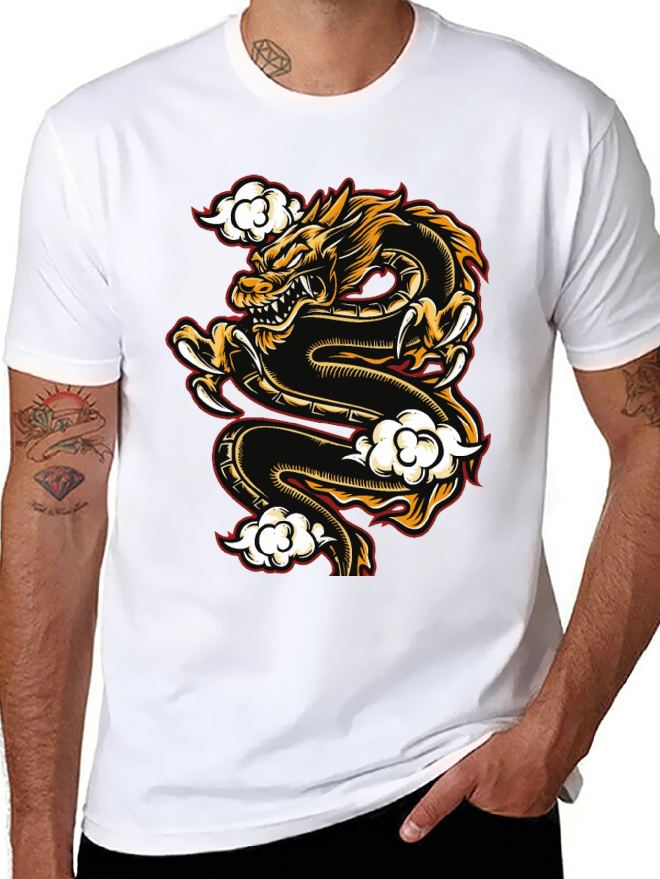 Dragon Graphic Print Black T-Shirt