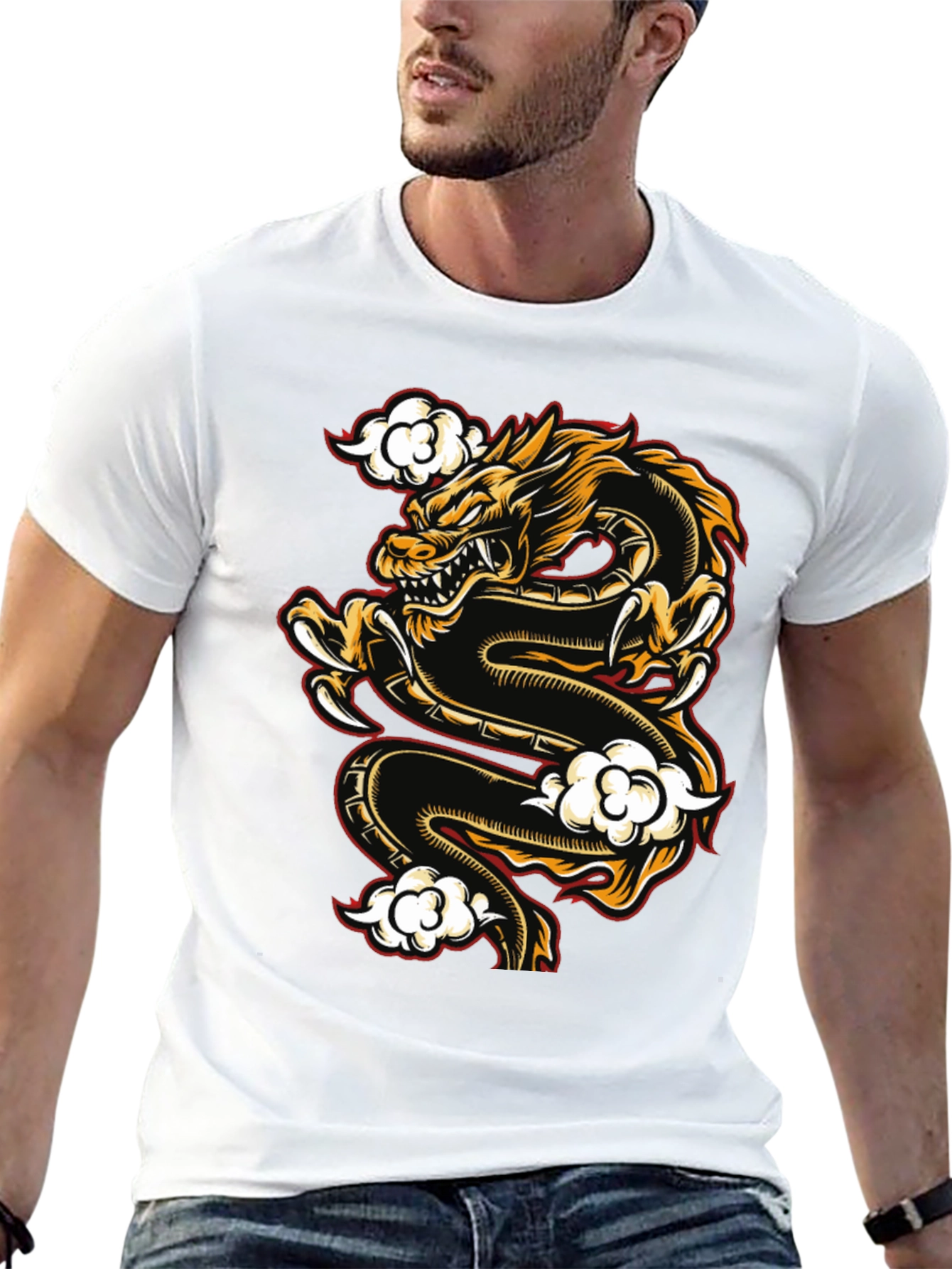 Dragon Graphic Print Black T-Shirt