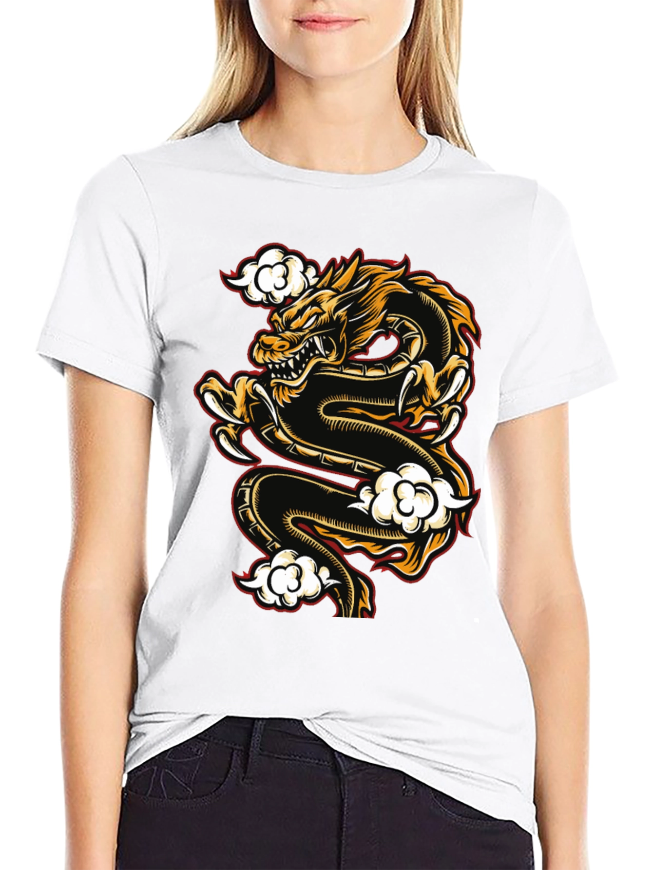 Dragon Graphic Print Black T-Shirt