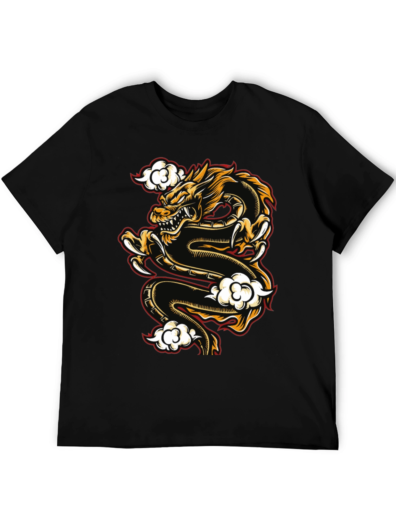 Dragon Graphic Print Black T-Shirt