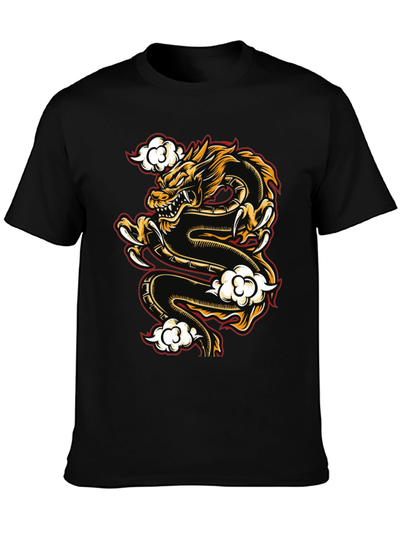 Dragon Graphic Print Black T-Shirt